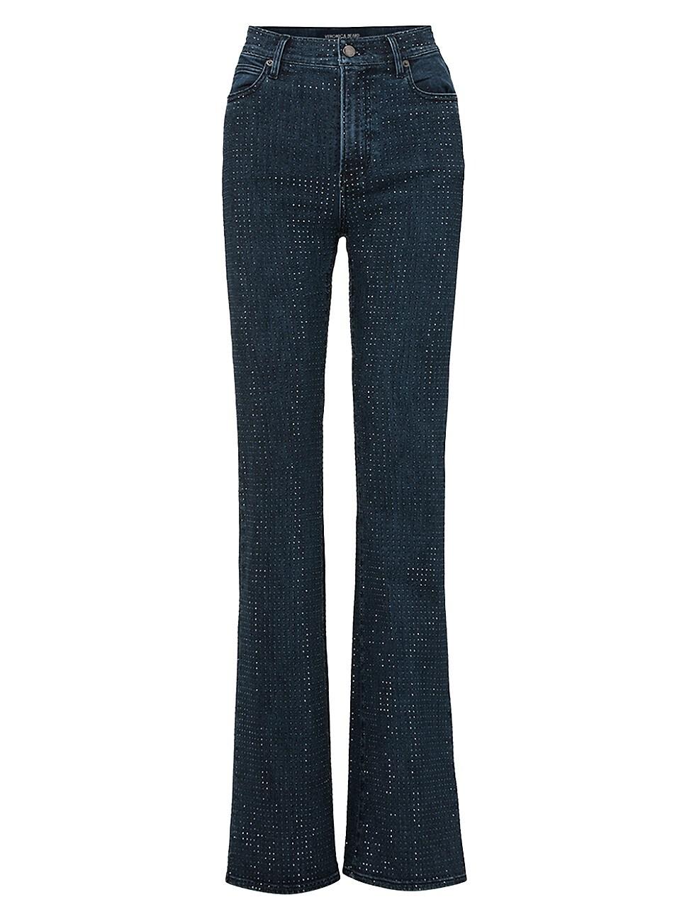 Womens Crosbie Embellished High-Rise Wide-Leg Jeans Product Image