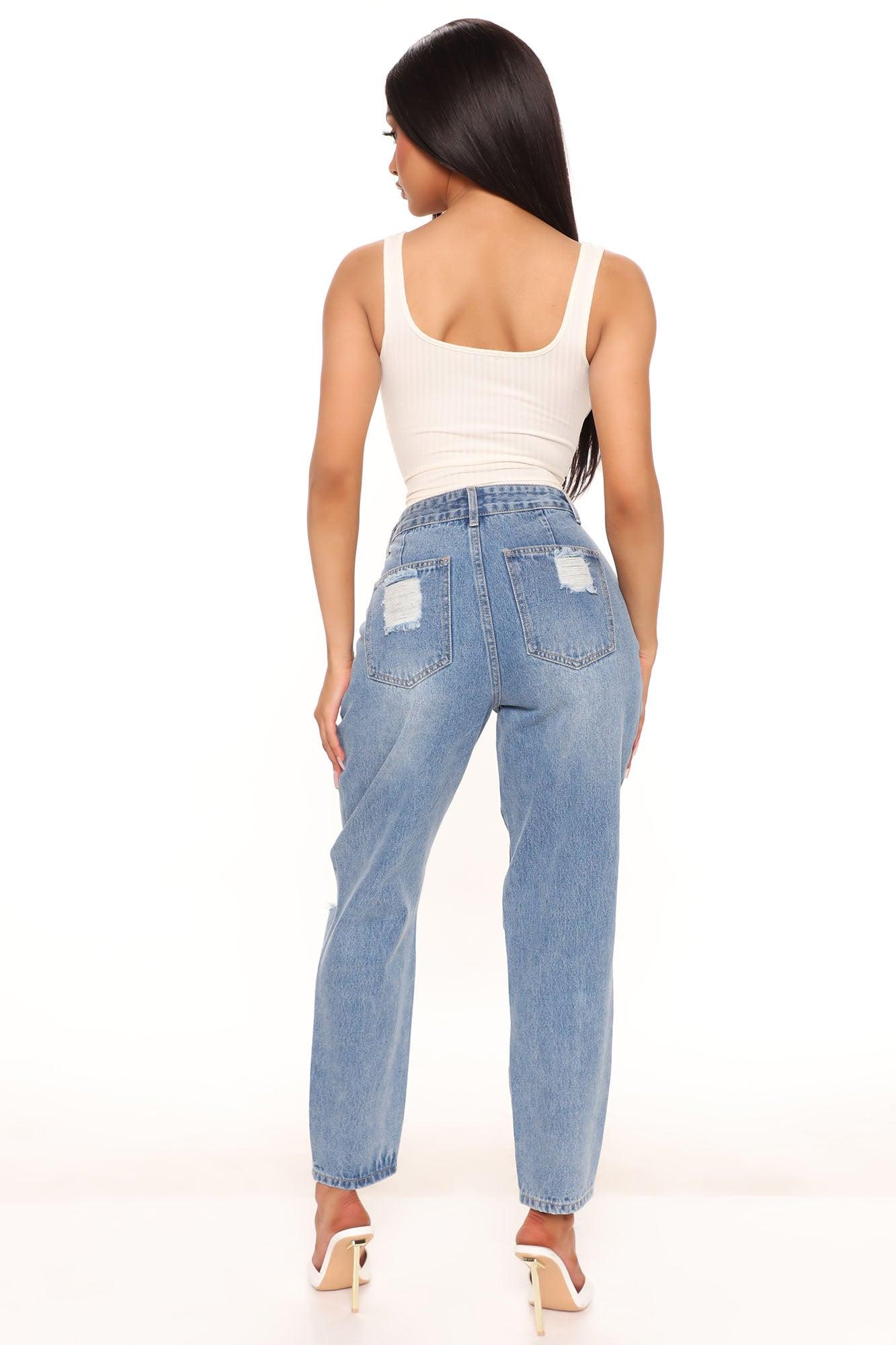 Crossover Mom Jeans - Medium Blue Wash Product Image