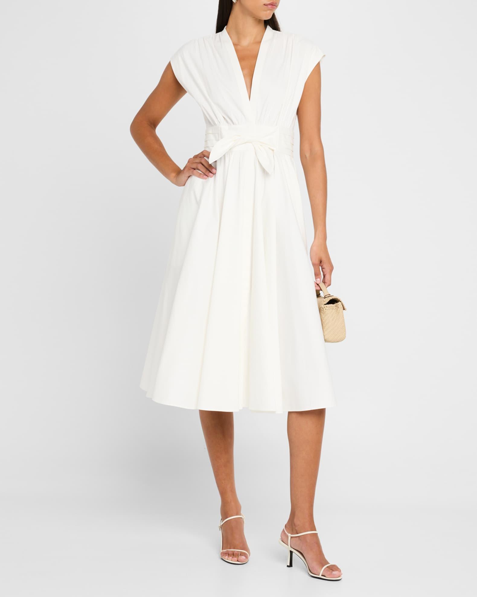 Kiernan Ruched Cap-Sleeve Midi Dress Product Image