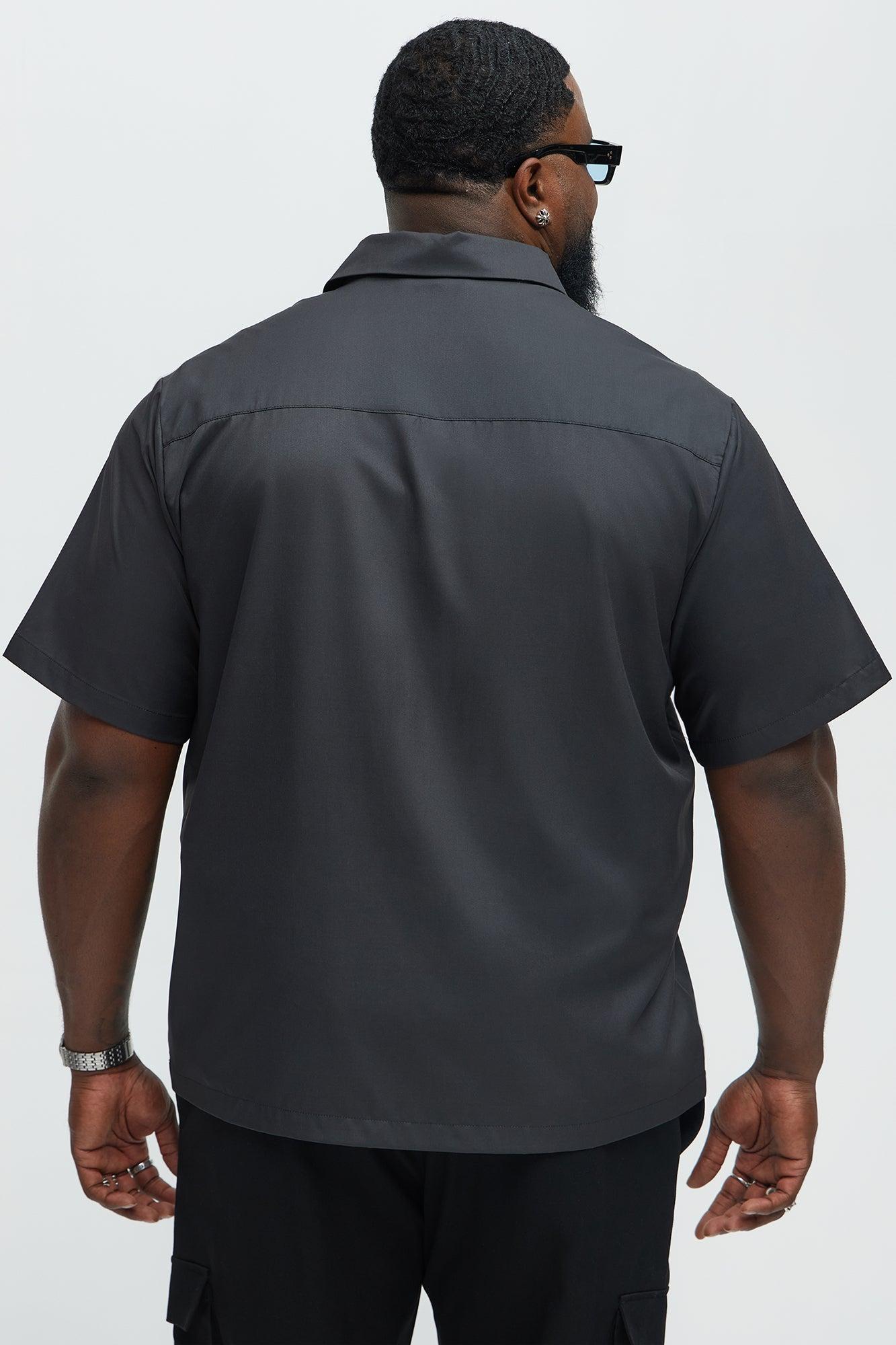 Smoking Skeleton Graphic Button Up Shirt - Black Product Image