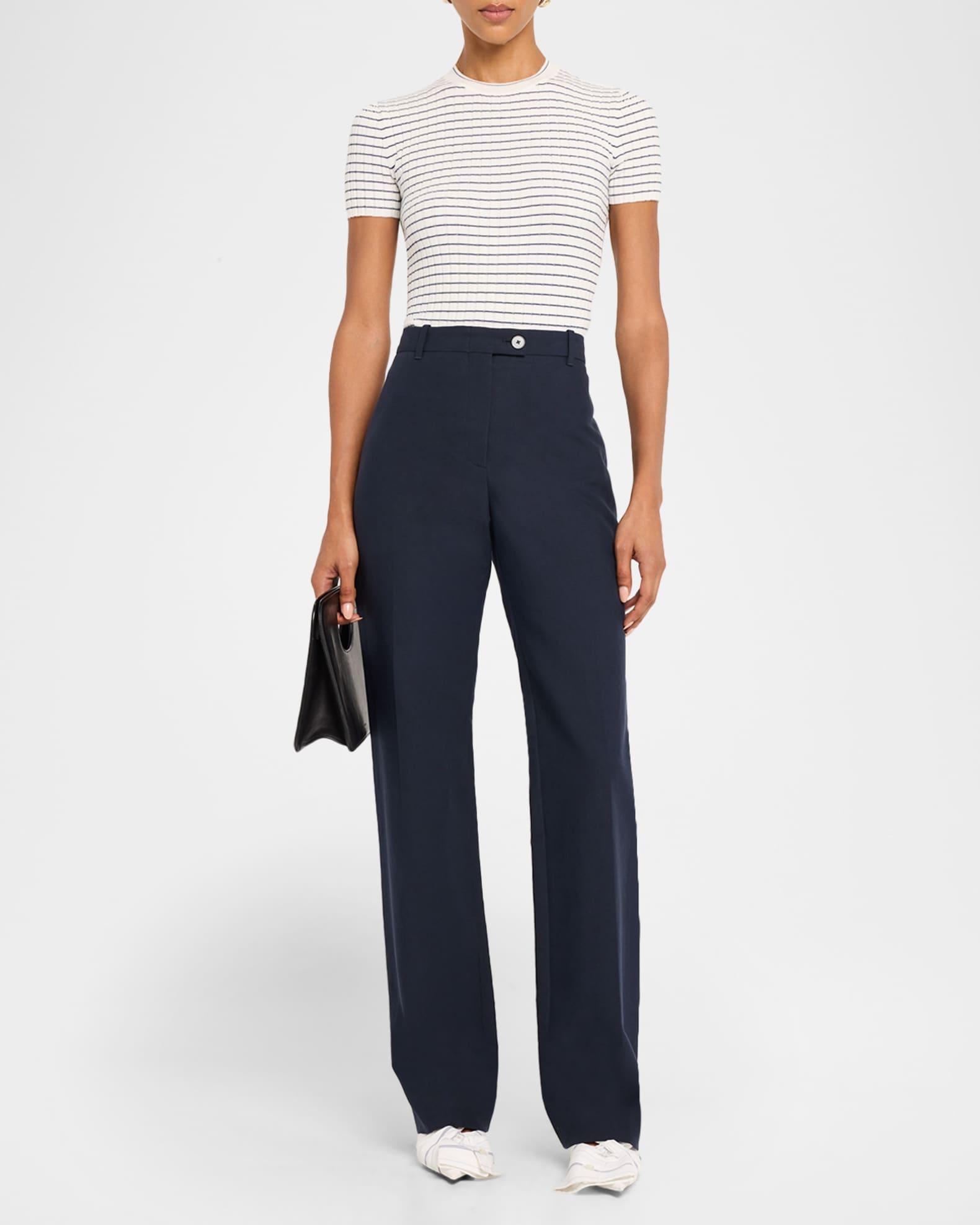 Striped Crewneck Rib Knit Tee Product Image