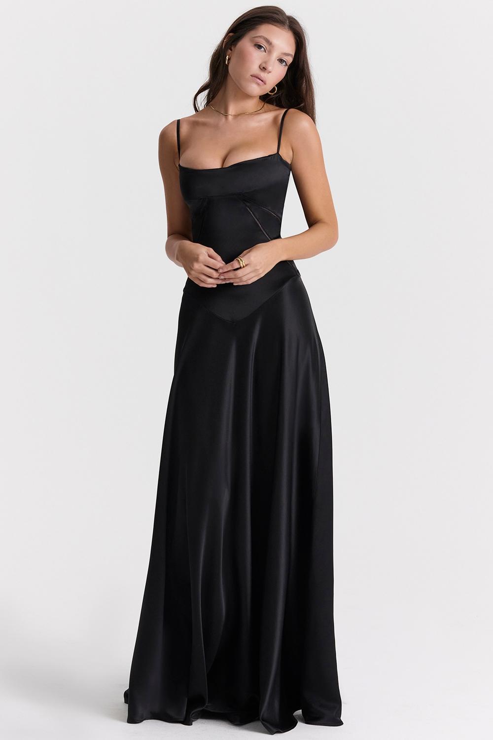 Anabella  black lace up maxi dress Product Image