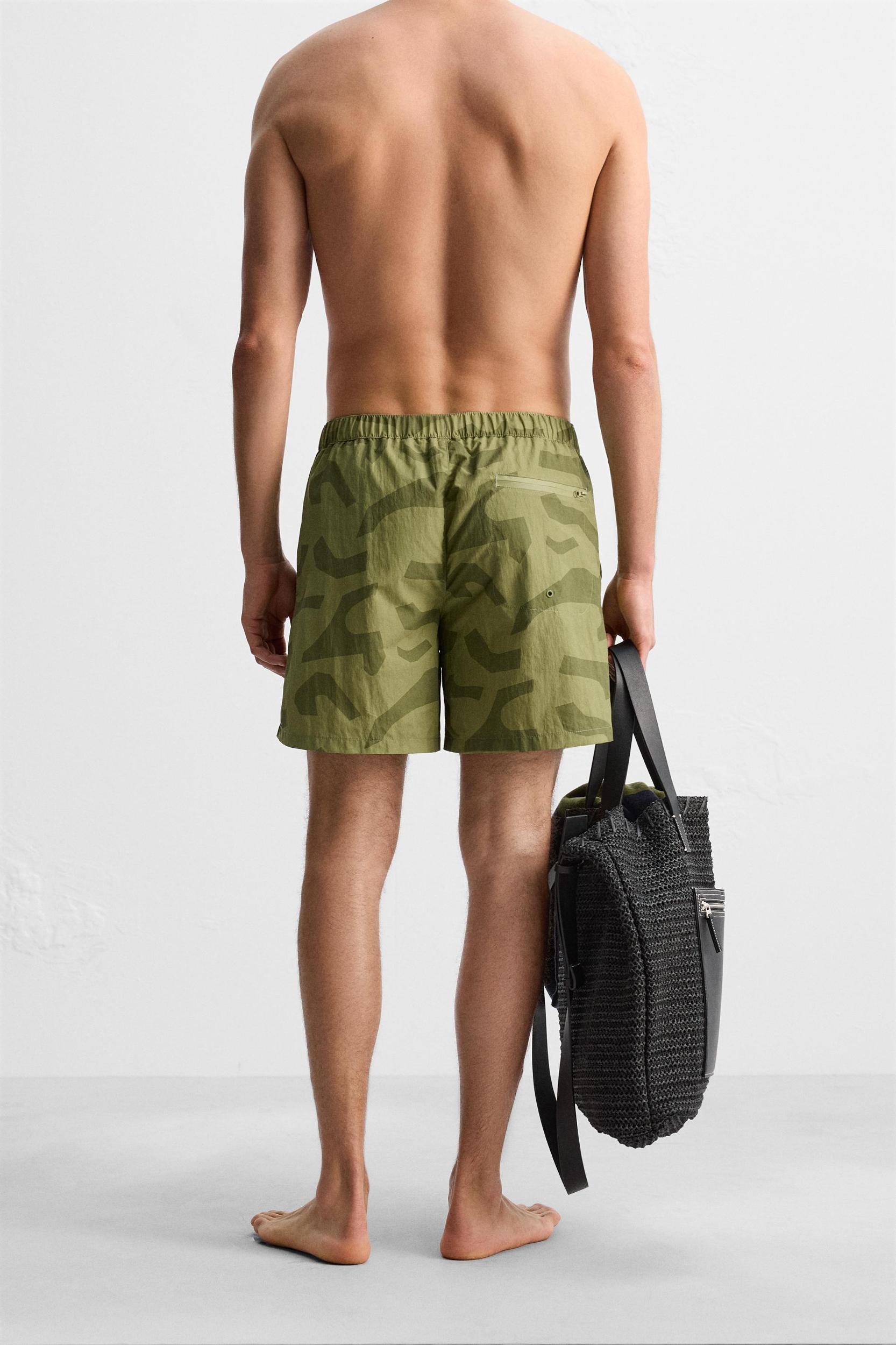 LONG ABSTRACT PRINTED SWIMMING TRUNKS Product Image