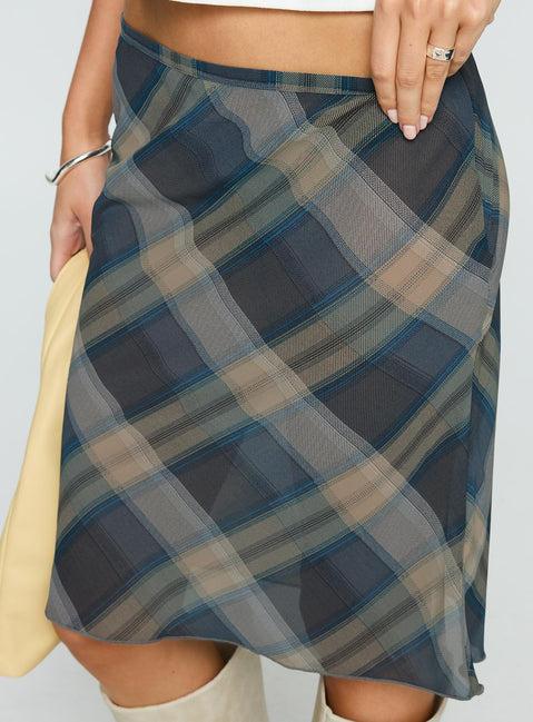 Shoreline Midi Skirt Blue Check Product Image