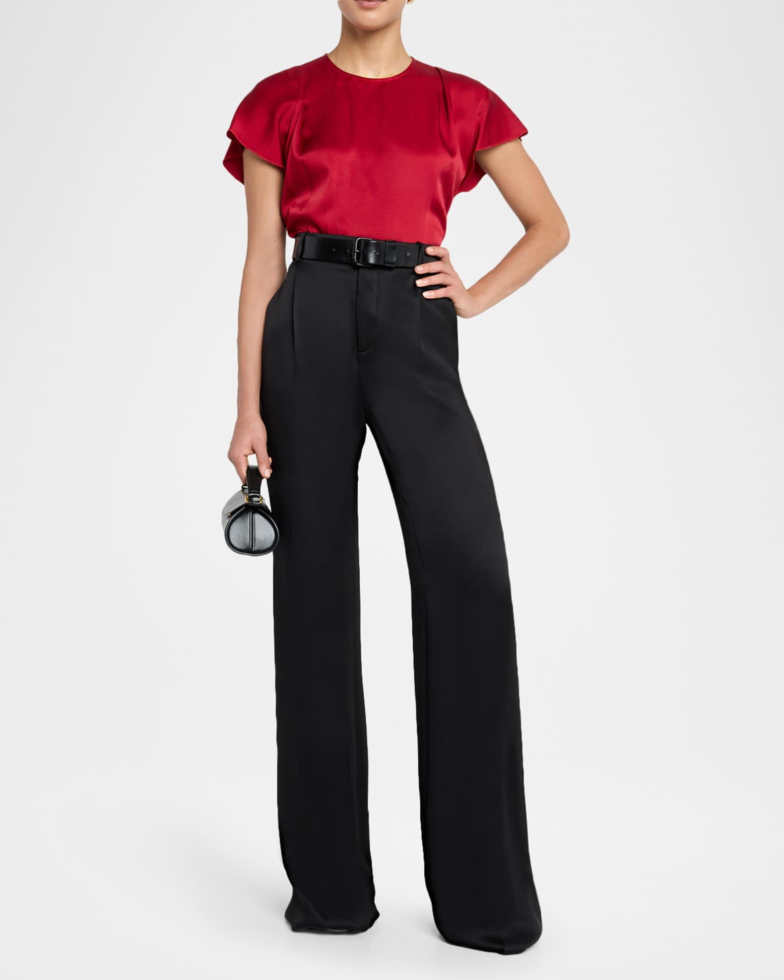 Short-Sleeve Draped Pleat Top Product Image