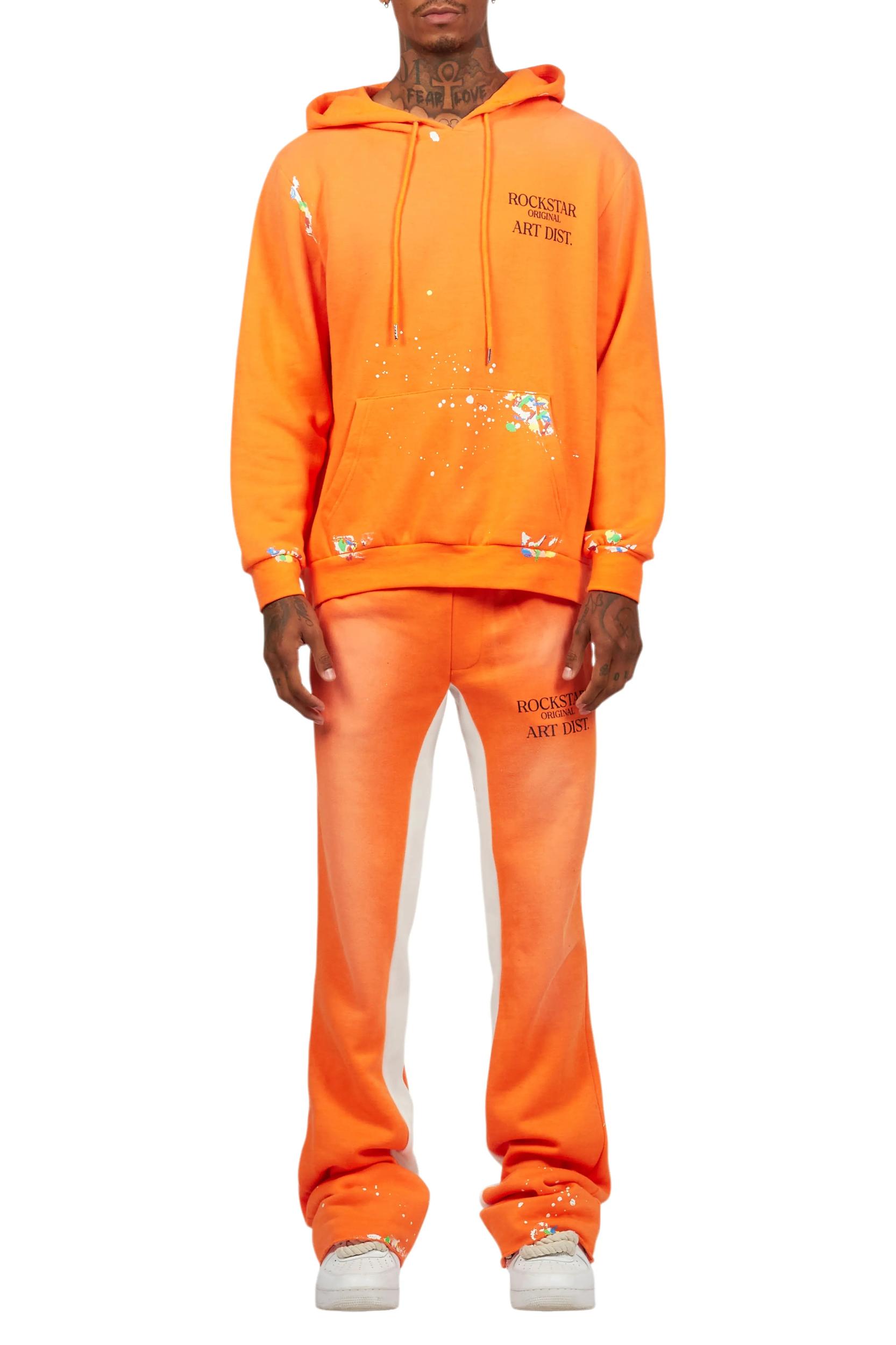Rockstar Art Dist. Orange Hoodie/Baggy Track Pant Set Male Product Image