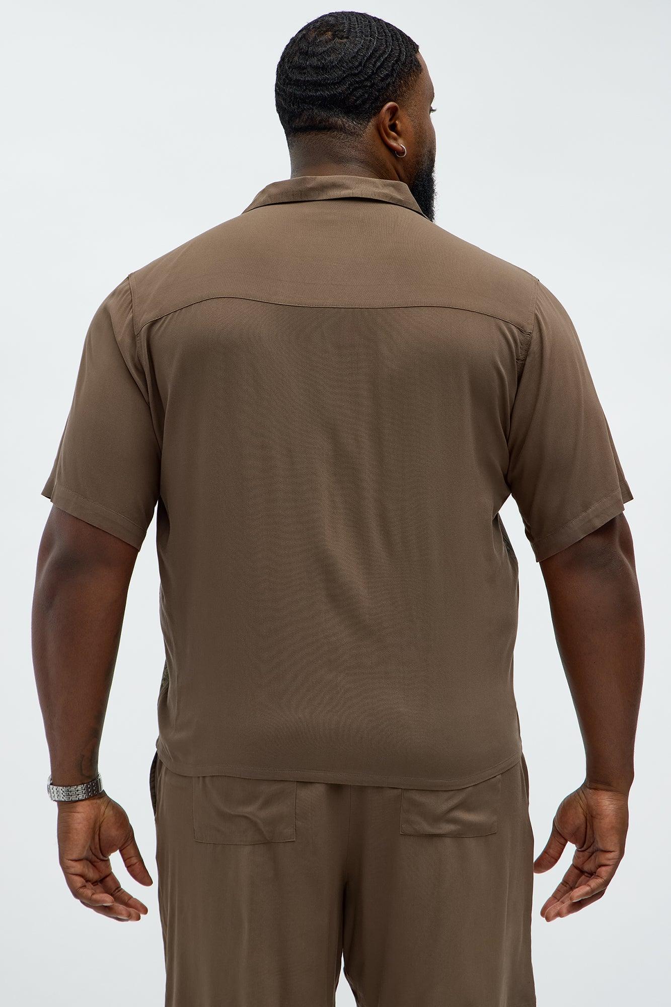 Paradise Set Short Sleeve Button Up Shirt - Brown Male Product Image