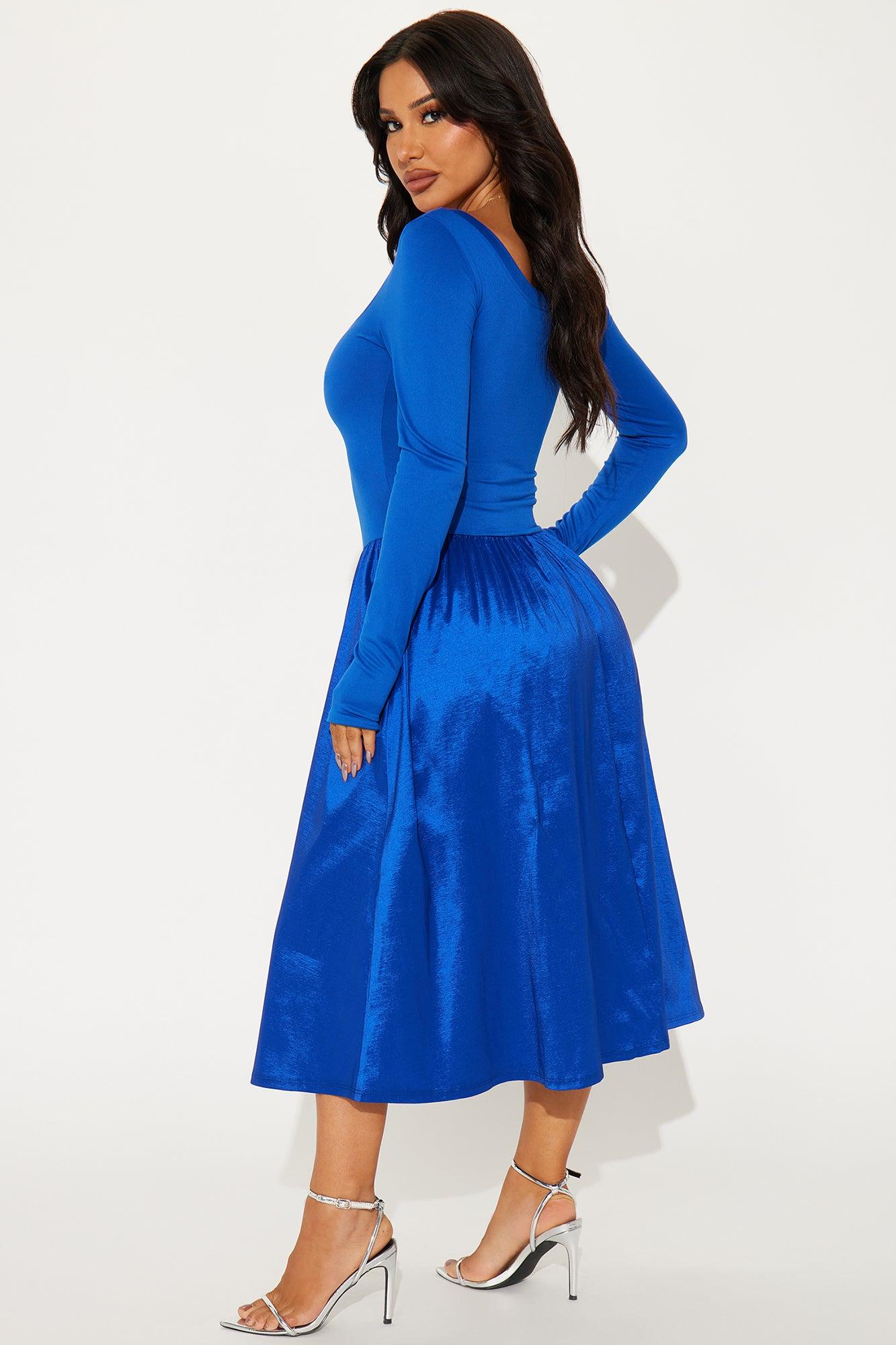 At A Glance Long Sleeve Midi Dress - Royal Product Image