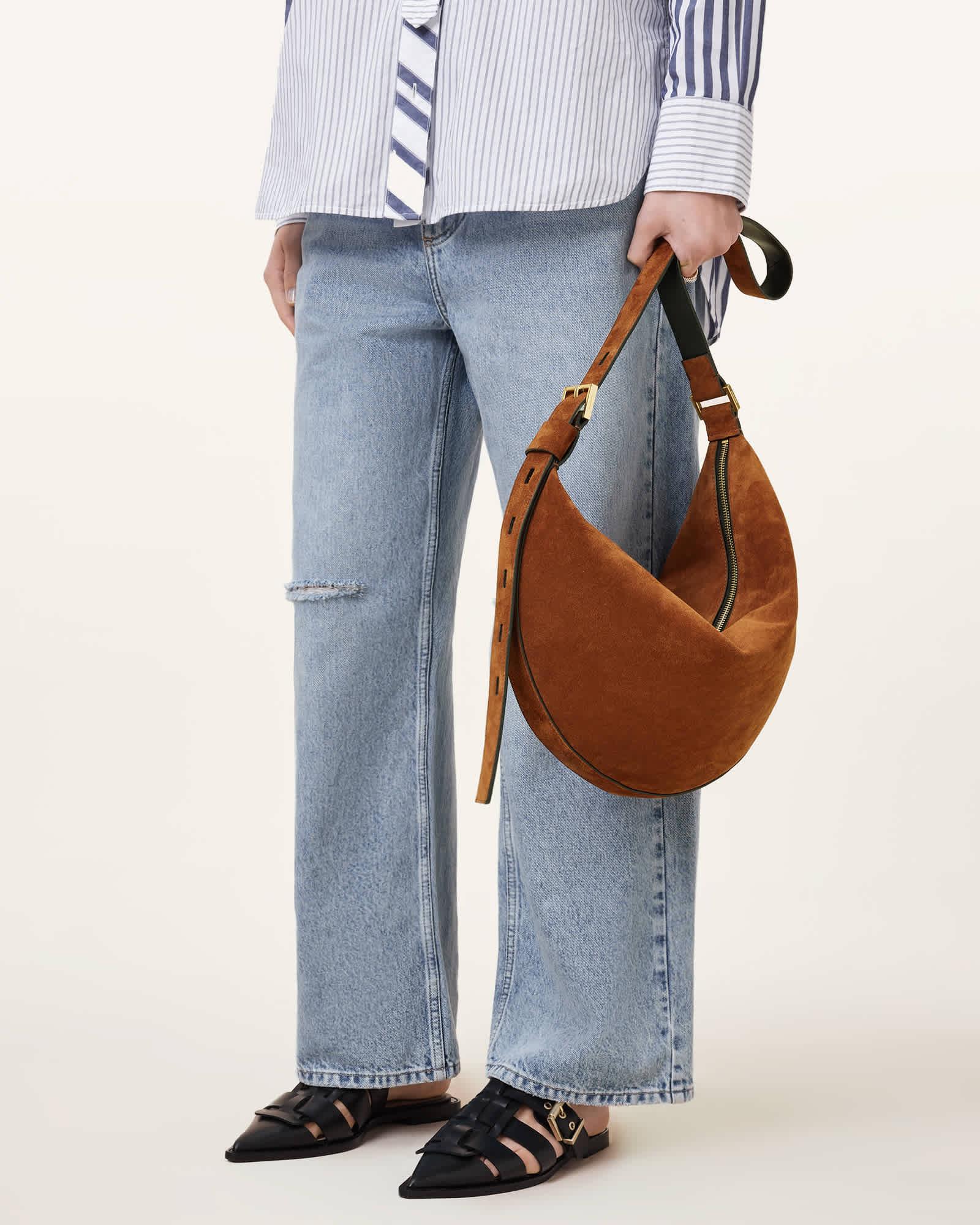 Half Moon Large Suede Crossbody Bag Product Image