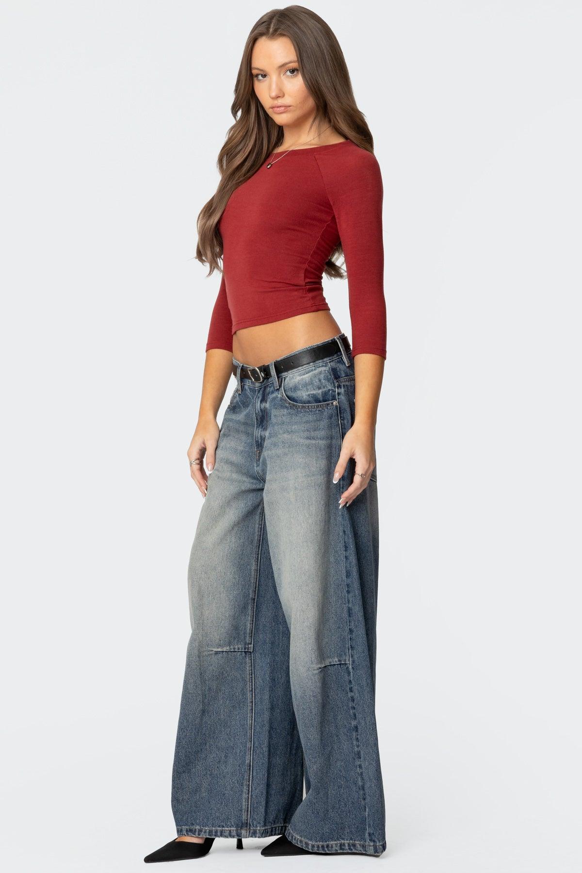 Mary Quarter Sleeve Wide Neck Top Product Image