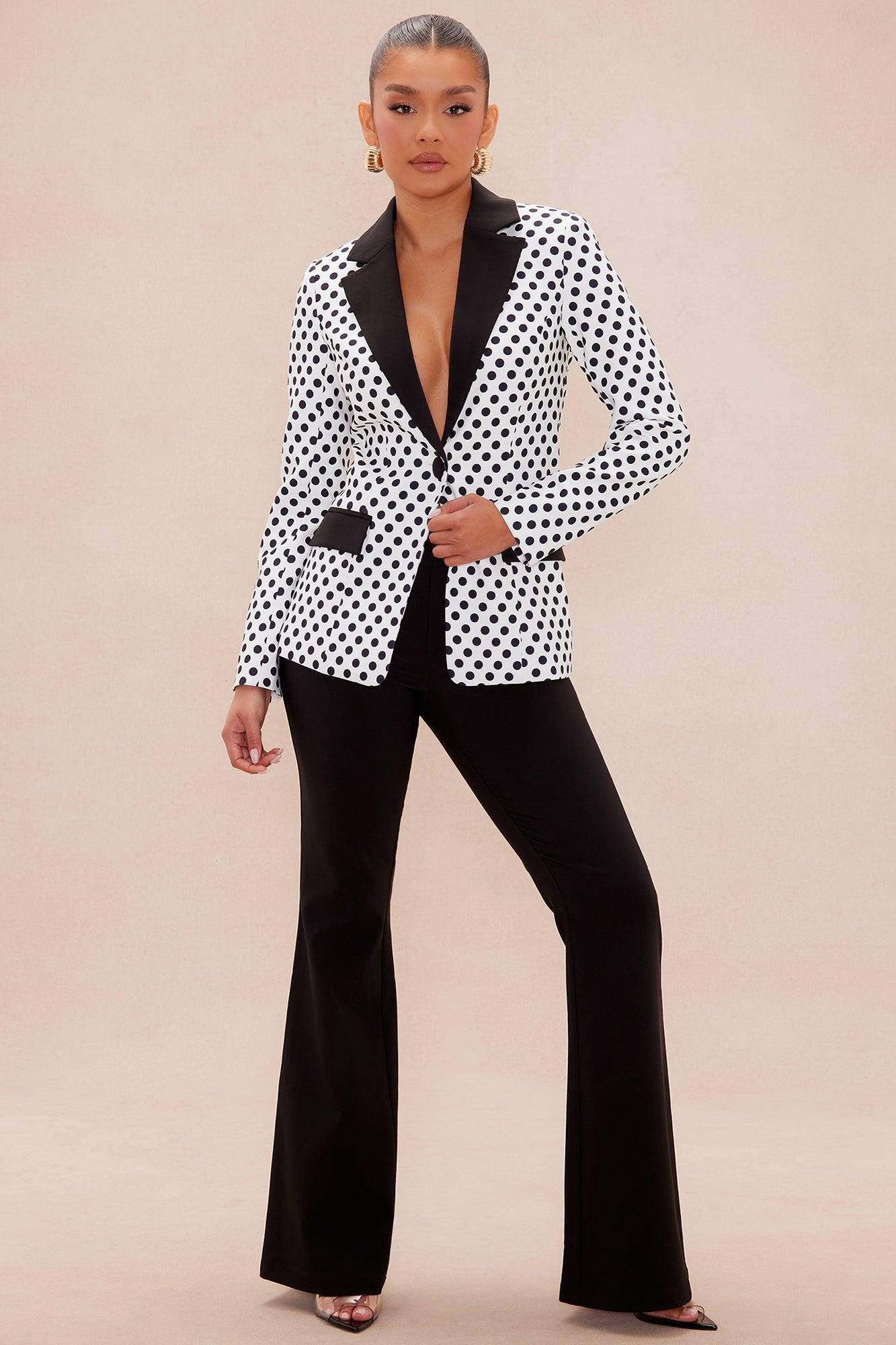 Malia Blazer Suit Set - Black/White Product Image