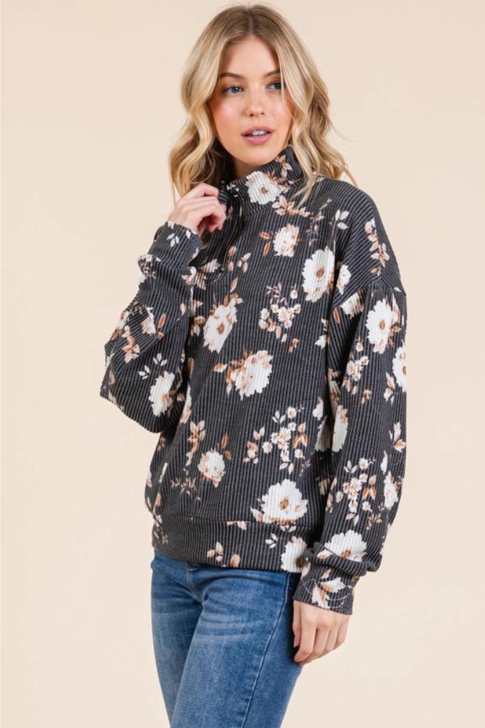 Floral 1/4 Zip Top Product Image