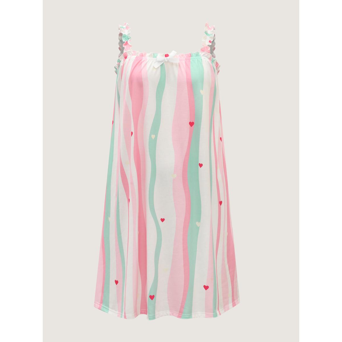 Plus Size Dreamy Stripes Cami Knit Loungewear Women Multicolor Square Neck Loungewear BloomChic 26/4X Product Image