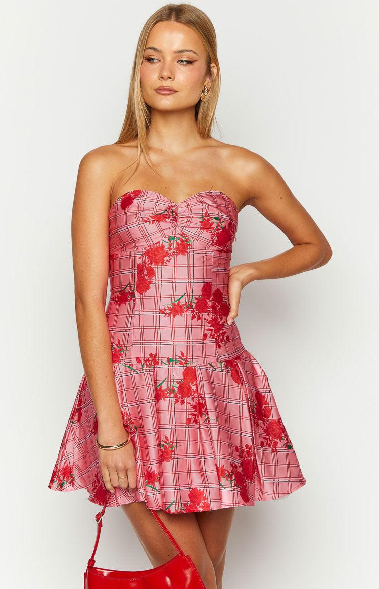 Blu Pink Floral Strapless Mini Dress Baby Product Image