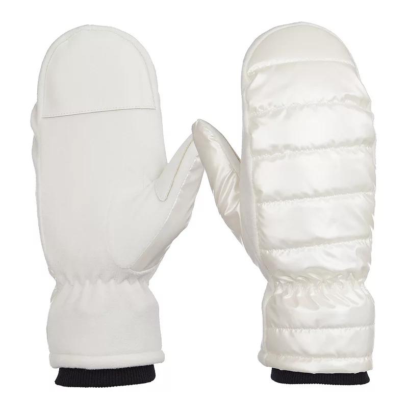 Women's isotoner Sleek Heat Pongee and Fleece Mittens, Size: Small-Medium, Grey Silver Product Image