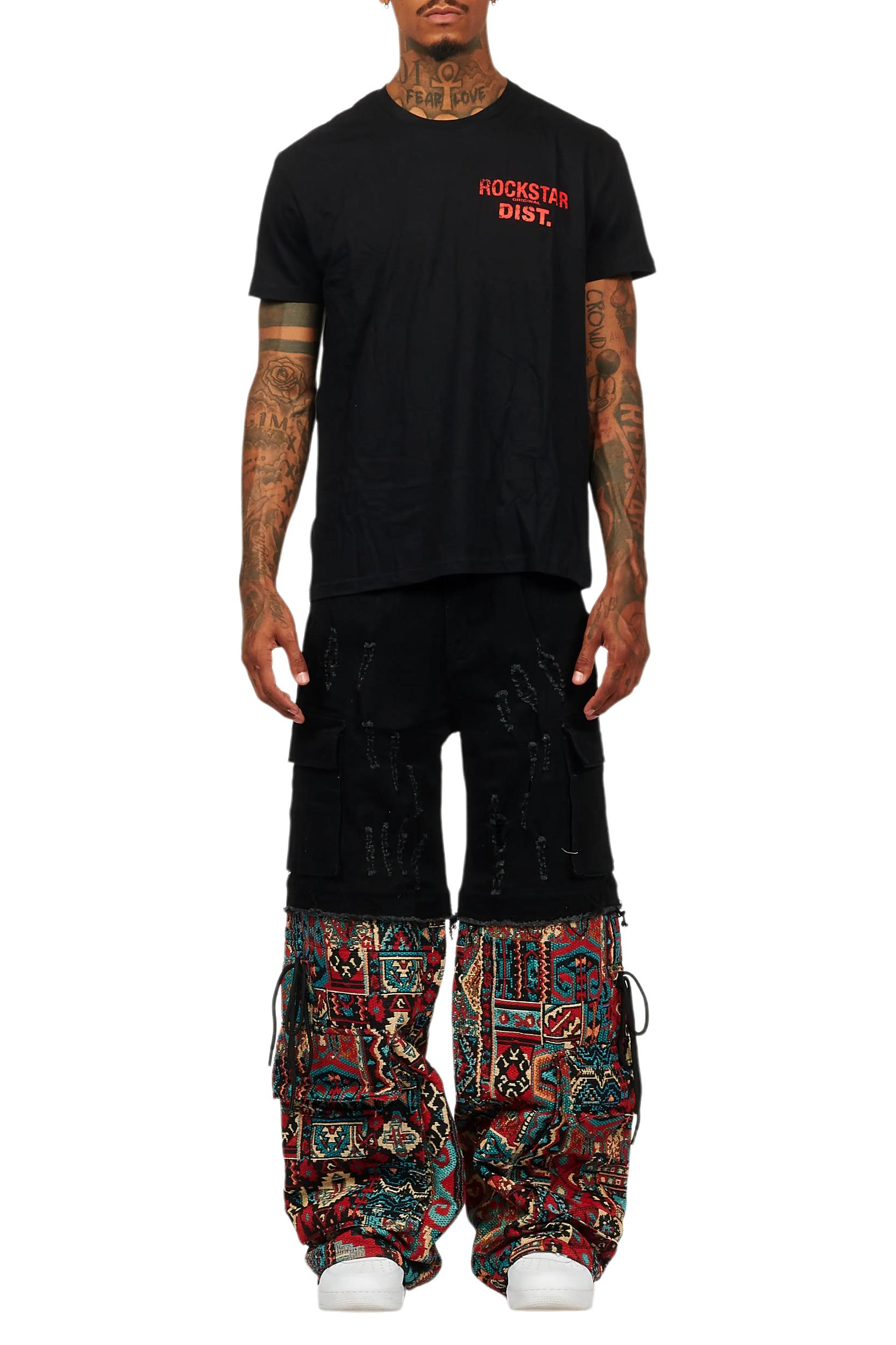 Lake Black/Red T-Shirt/Tapestry Baggy Jean Bundle Male Product Image