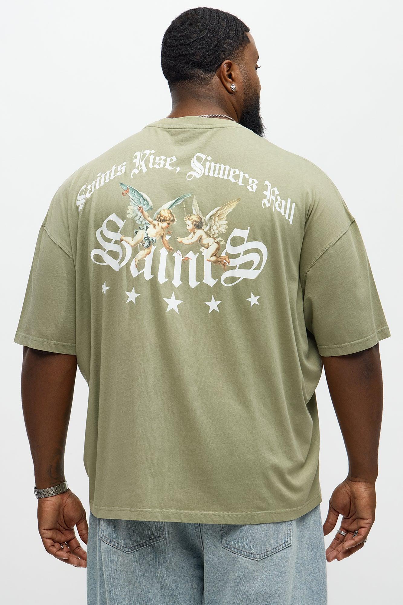 Saints Rise Saints Fall Oversized Short Sleeve Tee - Olive Male Product Image