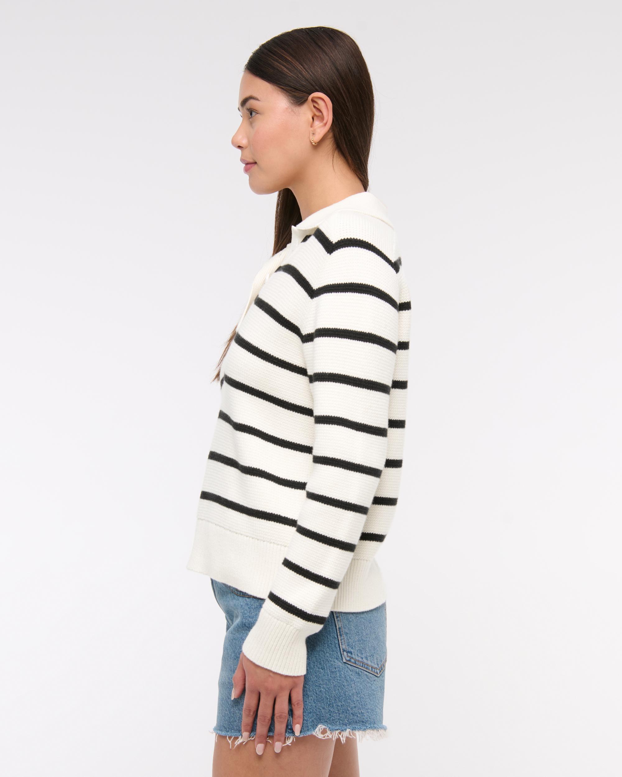 Easy Long-Sleeve Sweater Polo Product Image