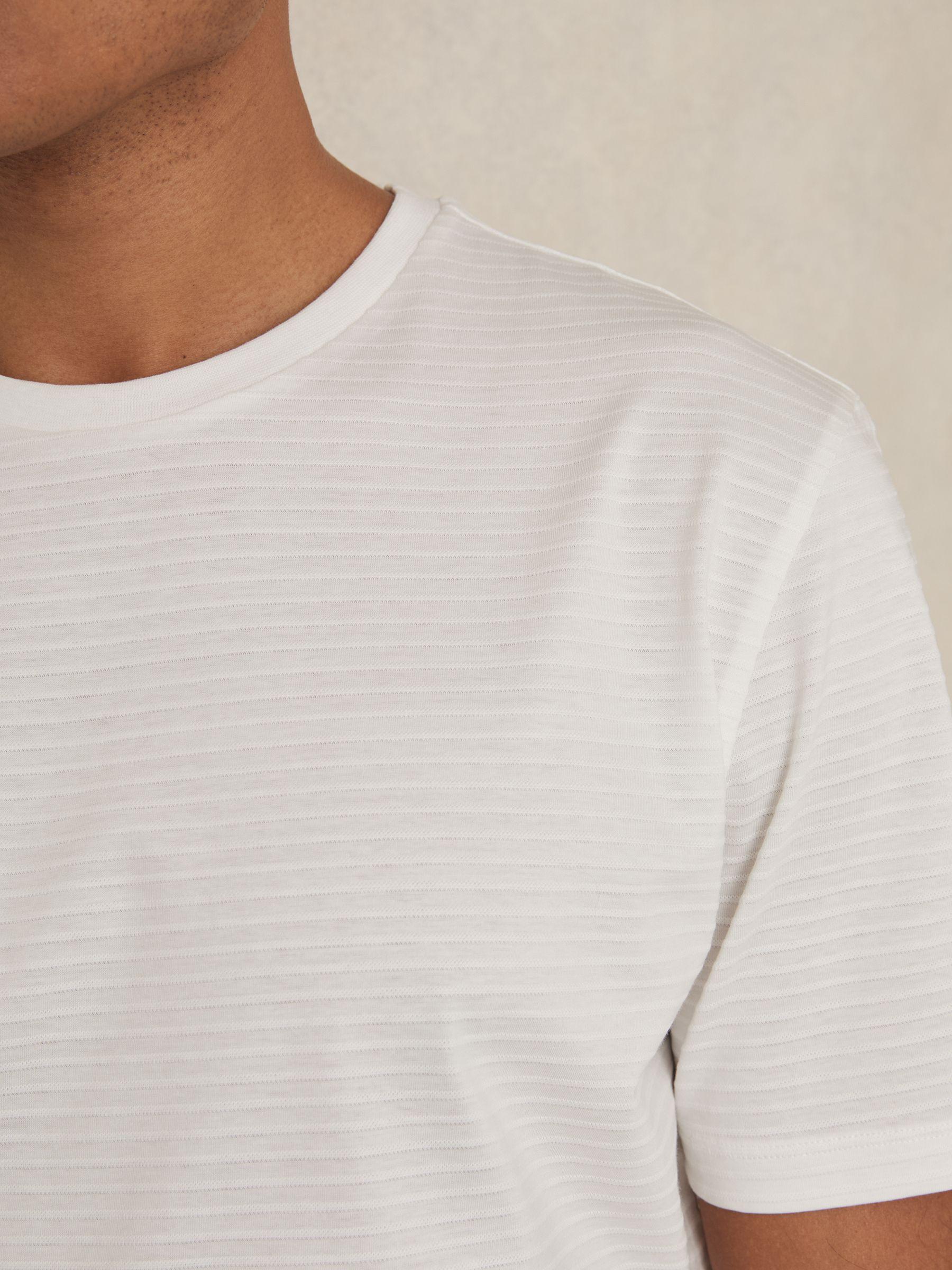 Mercerised Cotton Ribbed T-Shirt in White Product Image