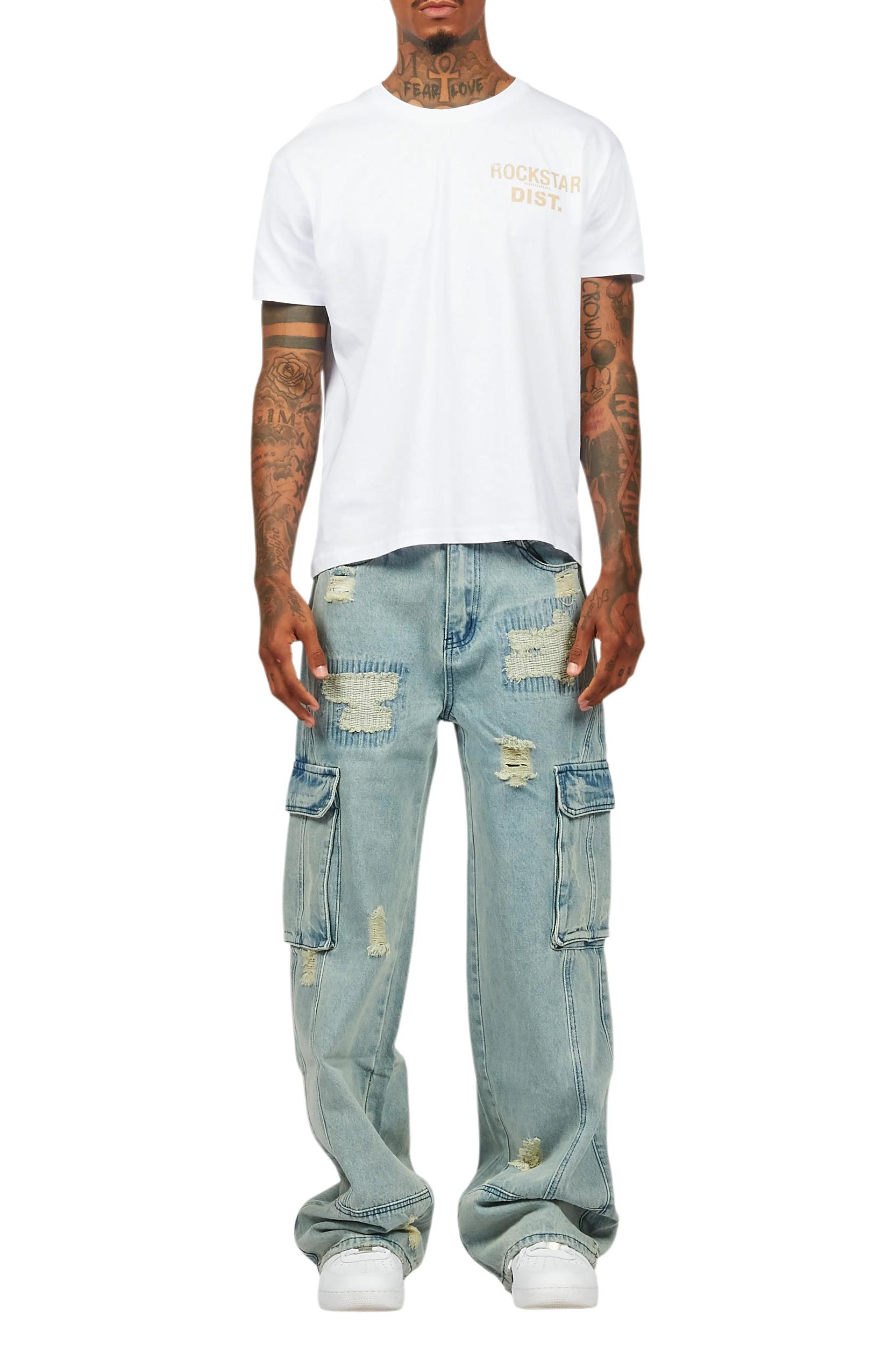 Nand Light Blue Baggy Cargo Jean Male Product Image