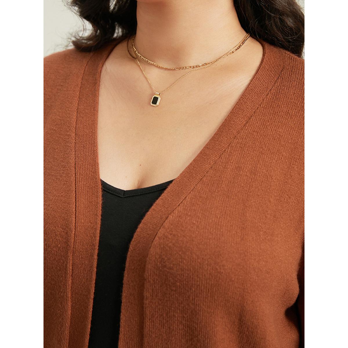 Plus Size Supersoft Essentials Bandana Split Side Cardigan Chocolate Women Casual Loose Long Sleeve Everyday Cardigans BloomChic 10/M Product Image