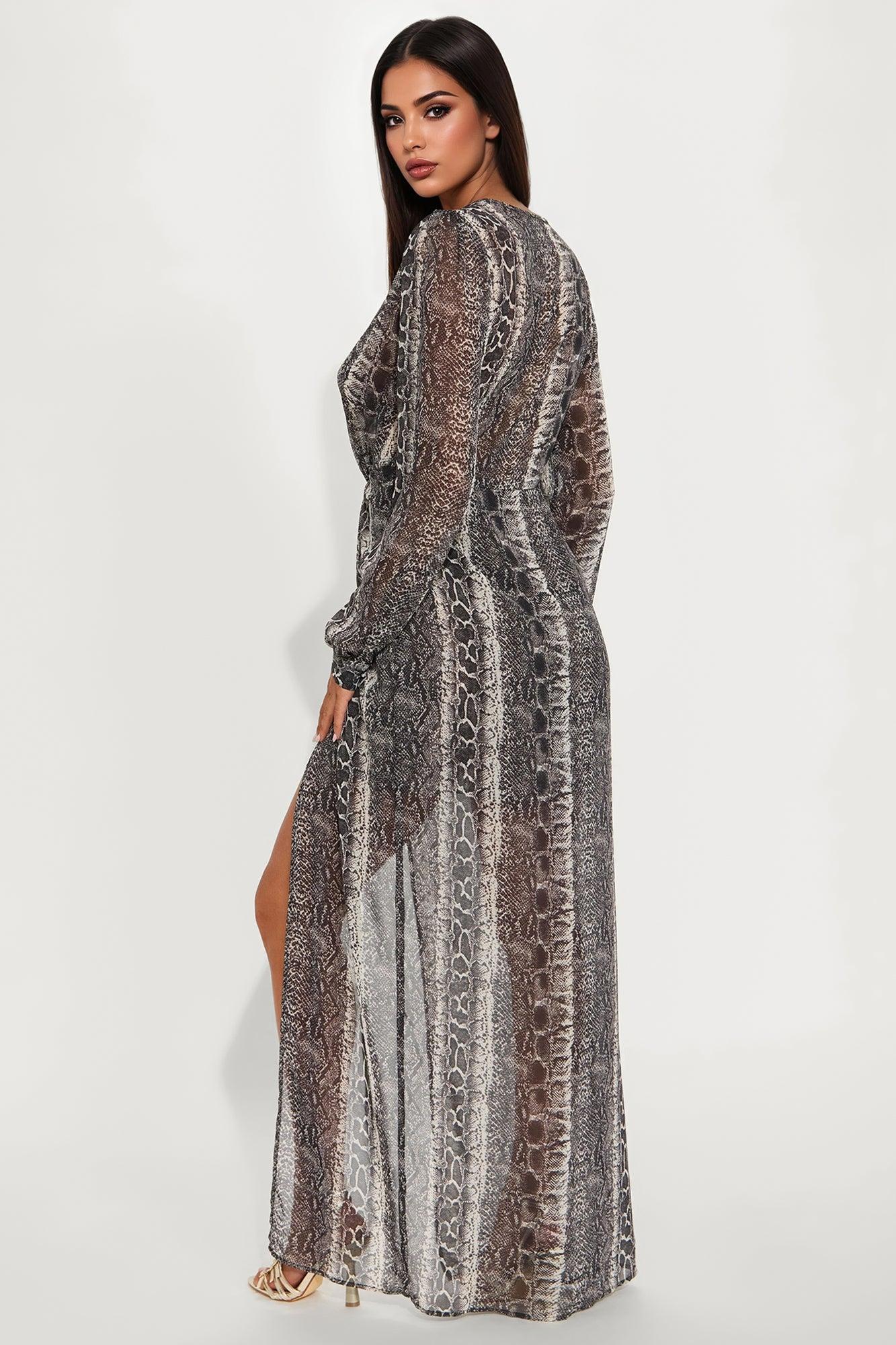 Martina Chiffon Maxi Dress - Grey/combo Female Product Image