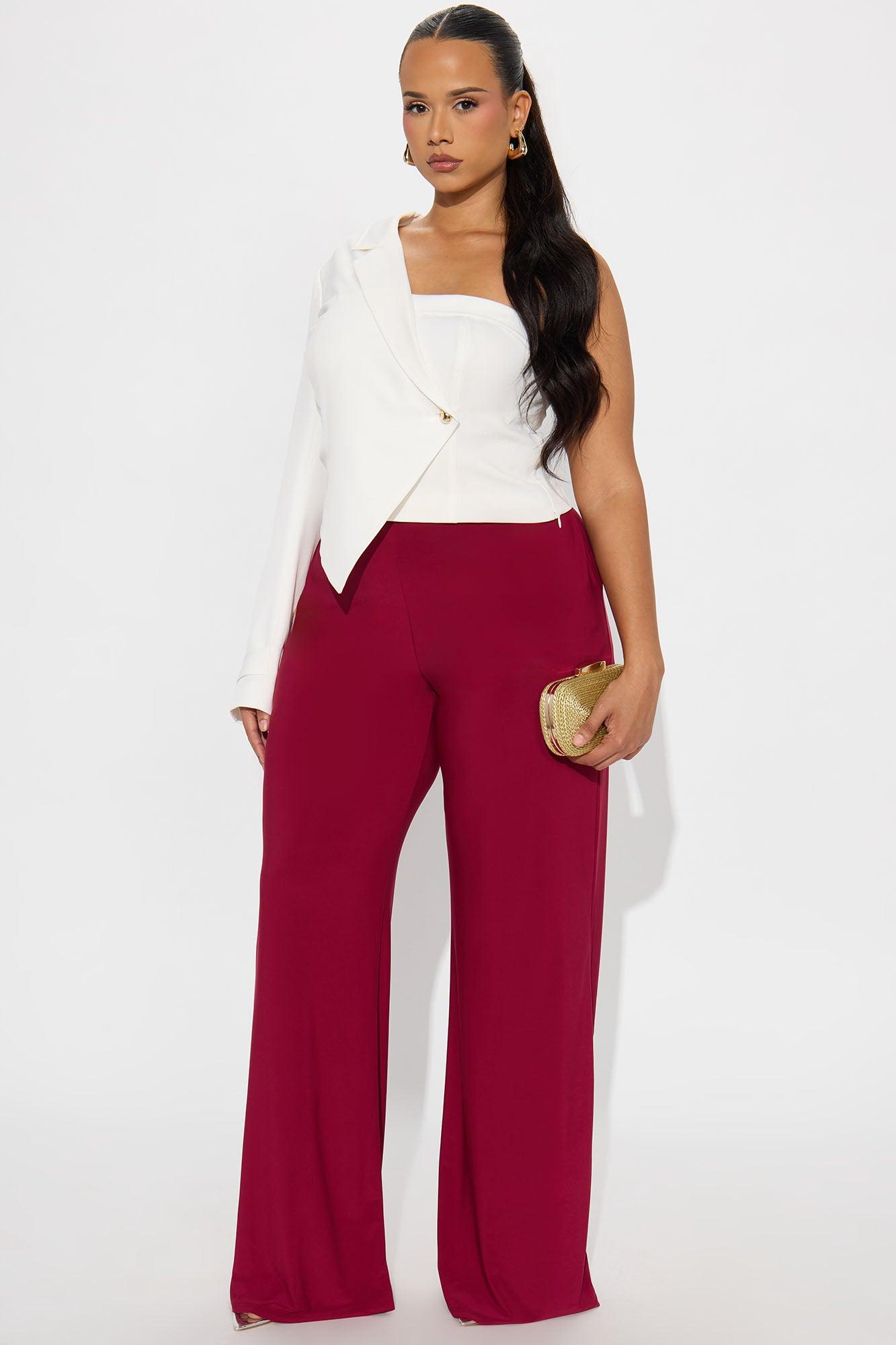 Promise Me Low Rise Wide Leg Travel Pant 33 - Raspberry Female Product Image