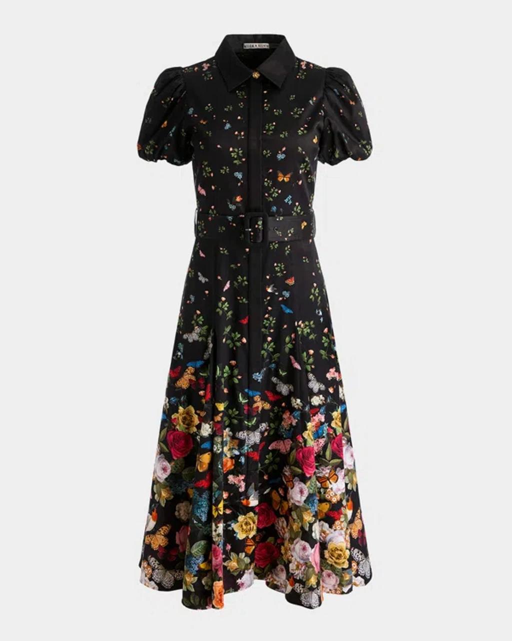 ALICE AND OLIVIA Henrietta Floral Belted Midi Dress In Multi Product Image