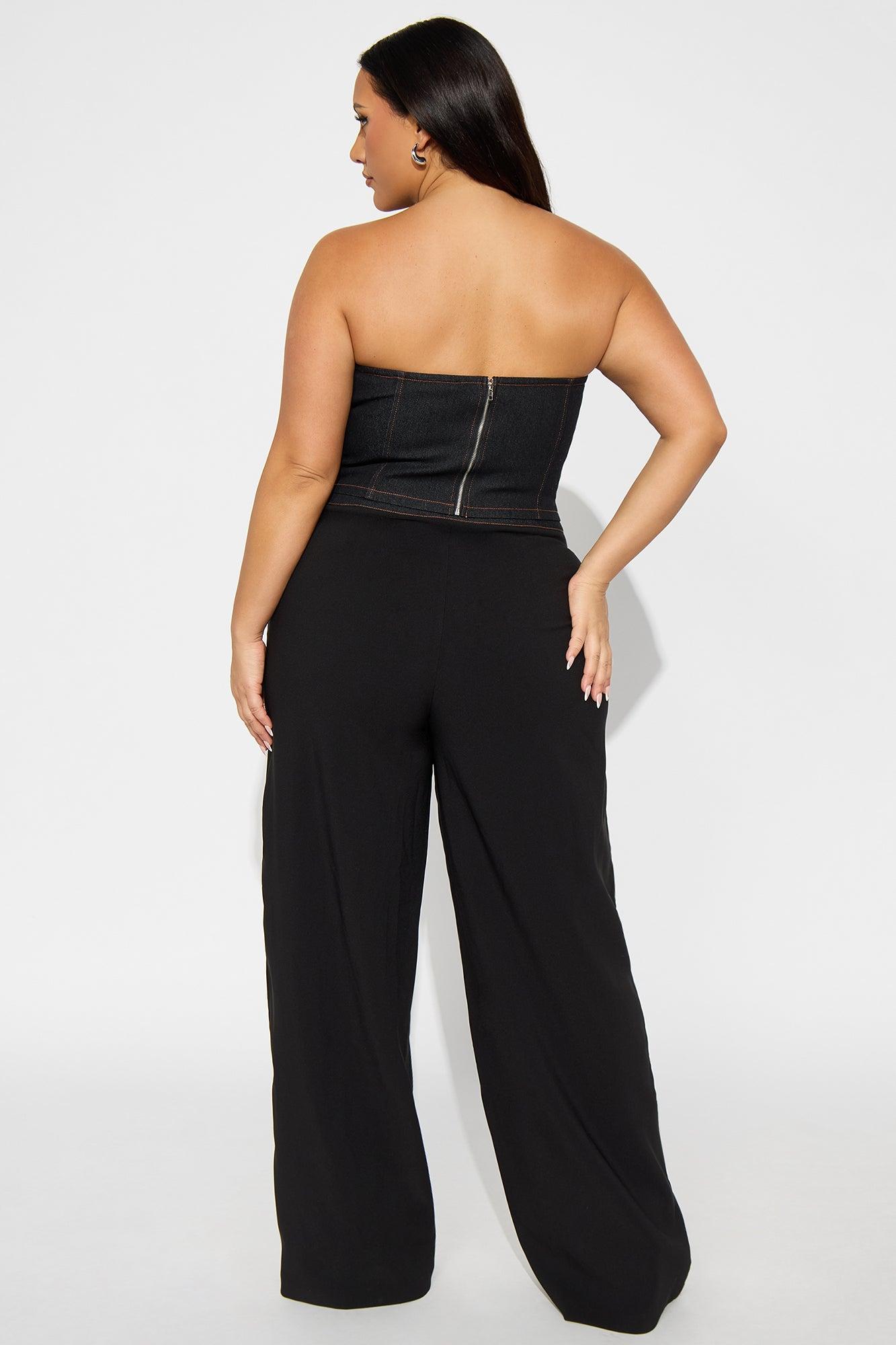 Leah Strapless Wide Leg Pant Set - Black Female Product Image
