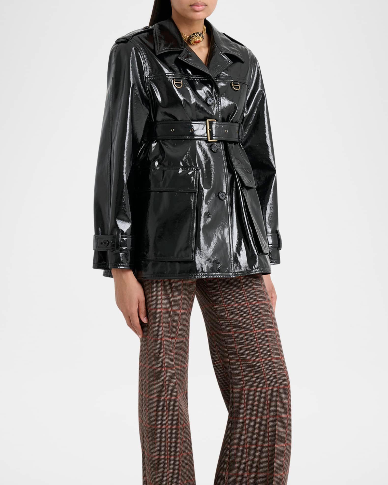 Shiny Cotton Belted Trench Coat Product Image