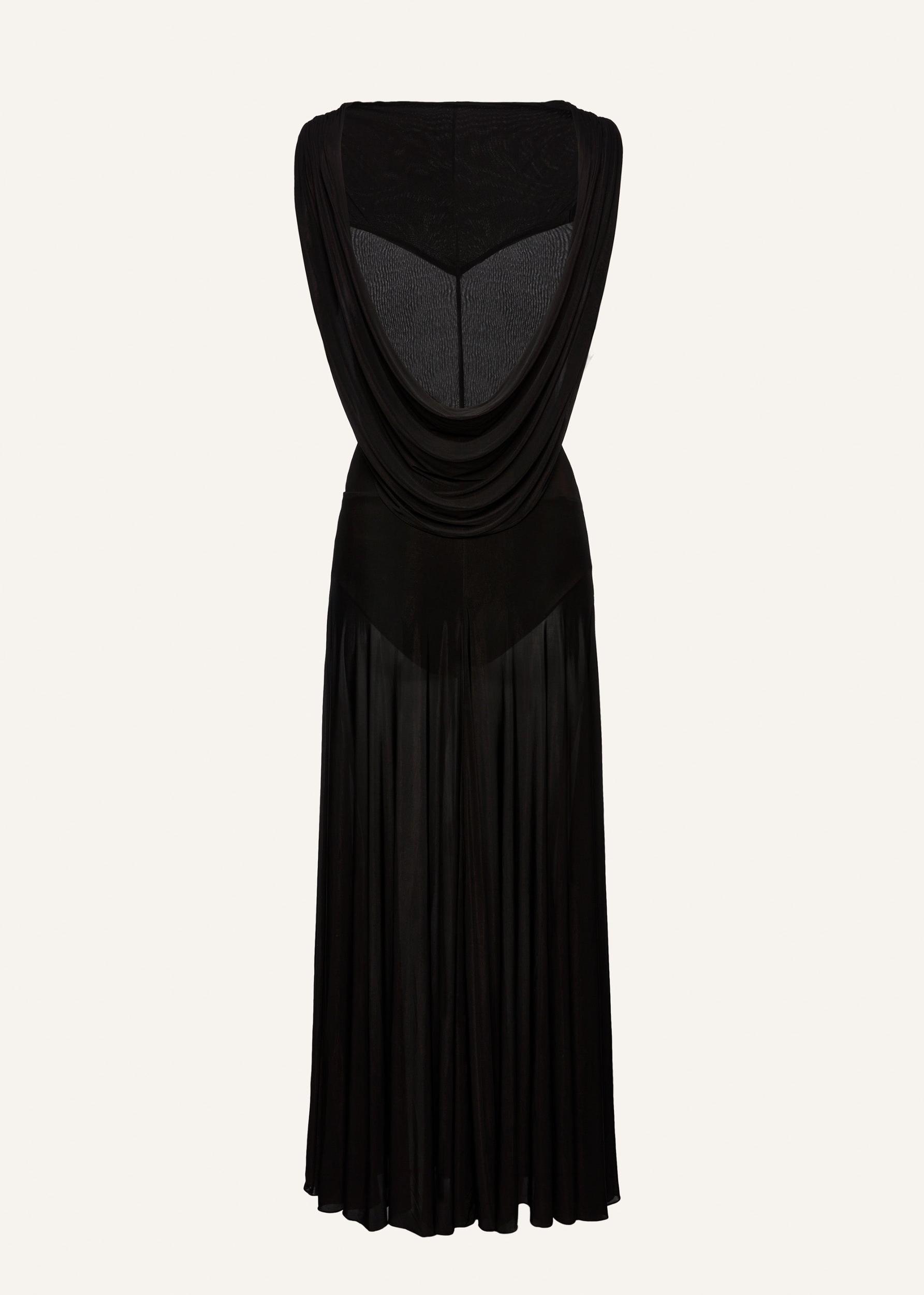 Drop waist cupro midi dress in black Product Image