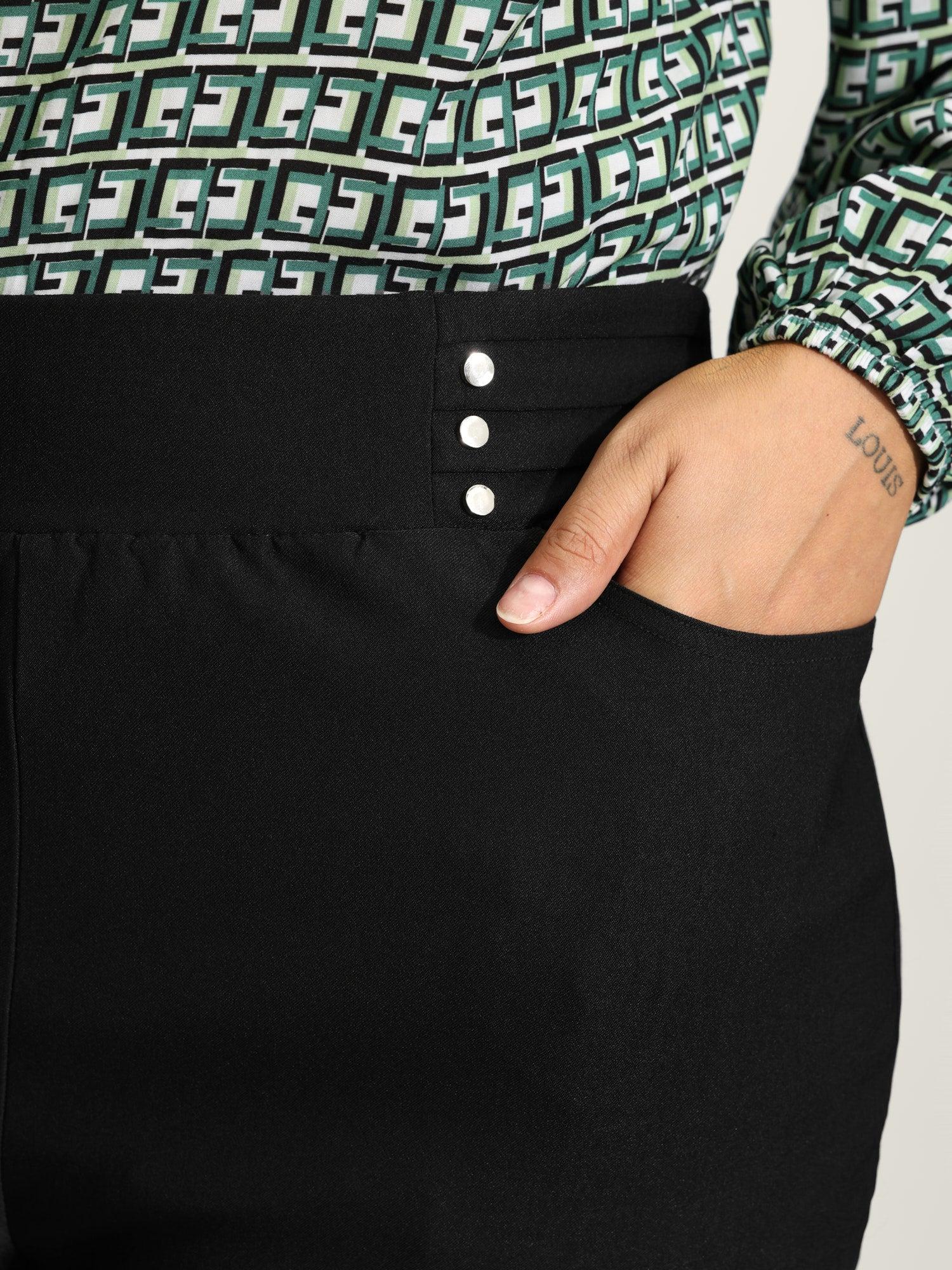 Rivets Wide Waistband Stretchy Pants Female Product Image