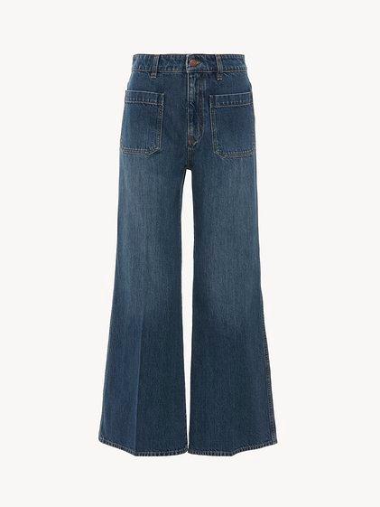 Cropped bootcut jeans in denim Product Image