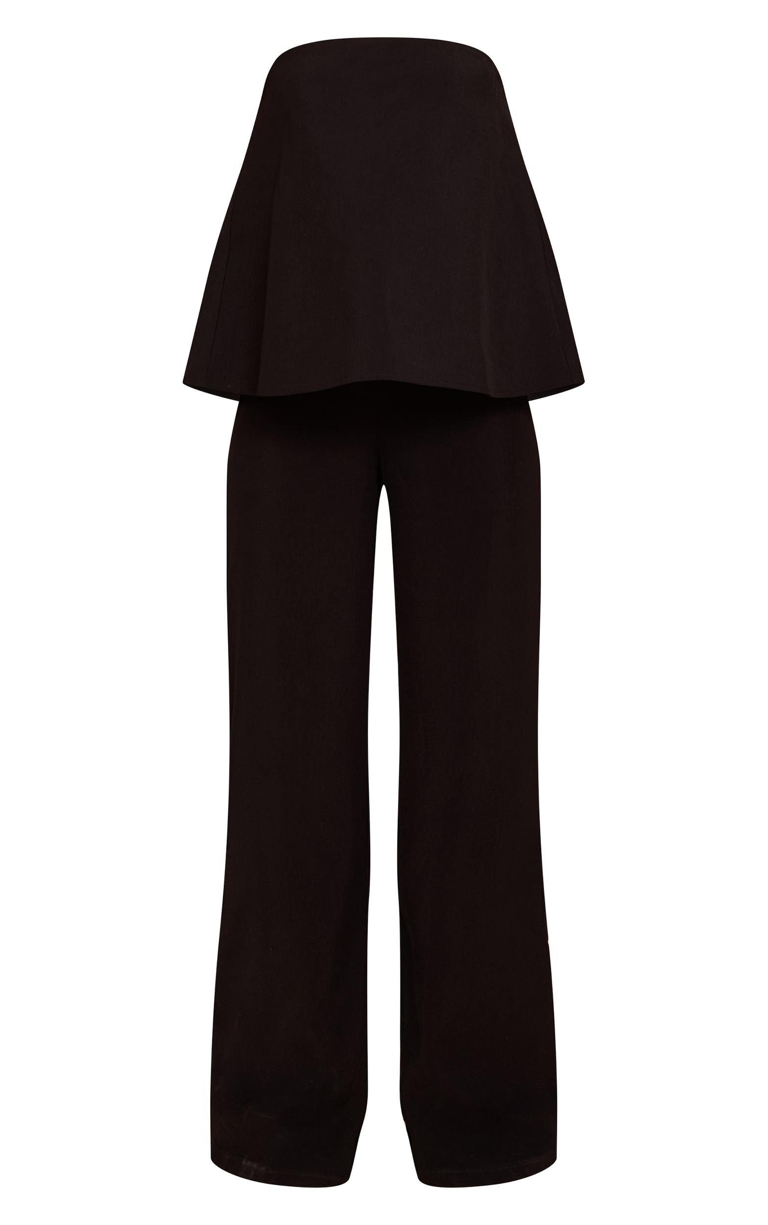  Black Structured Woven Peplum Straight Leg Jumpsuit Product Image