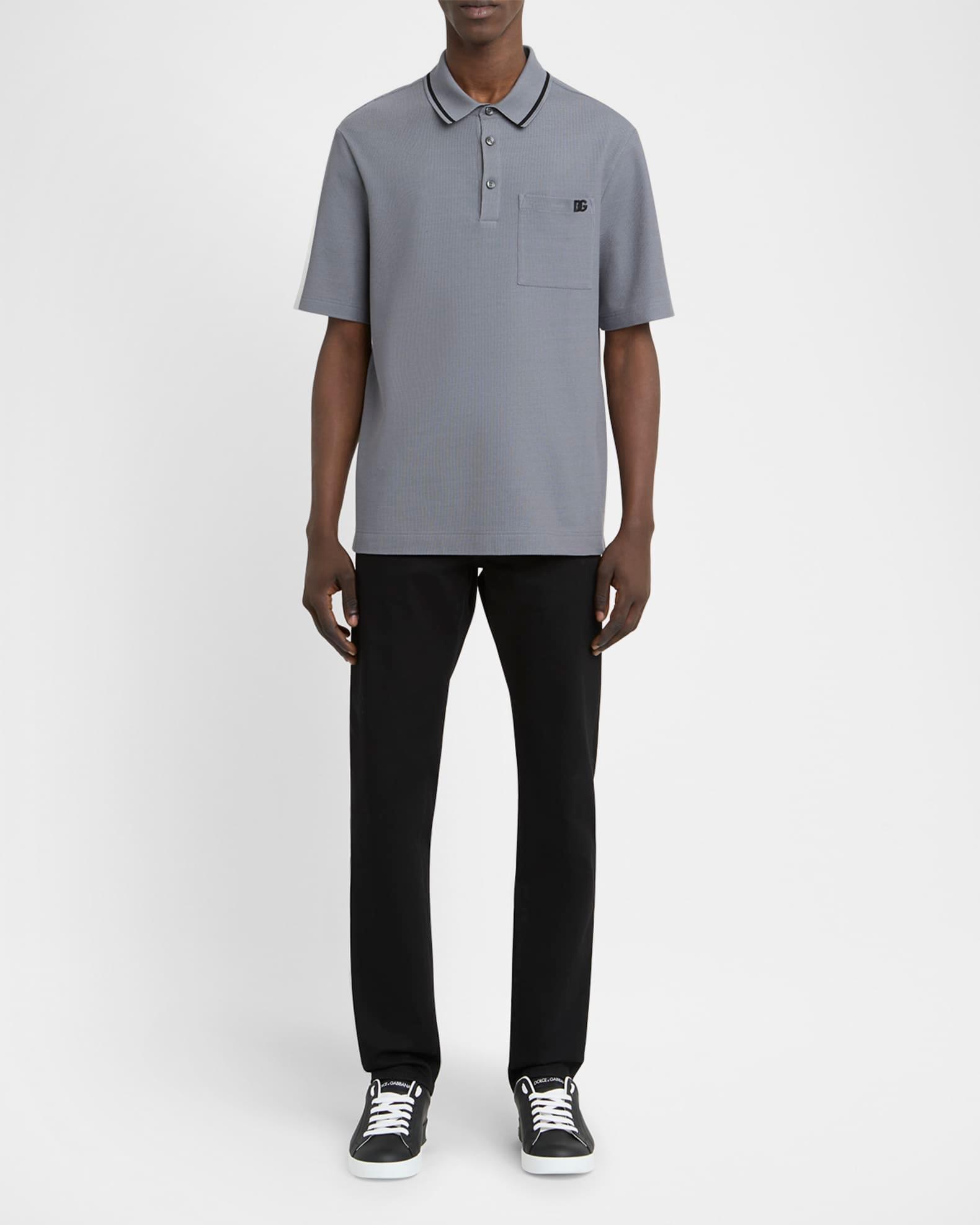 Men's Black Denim Slim Five-Pocket Pants Product Image