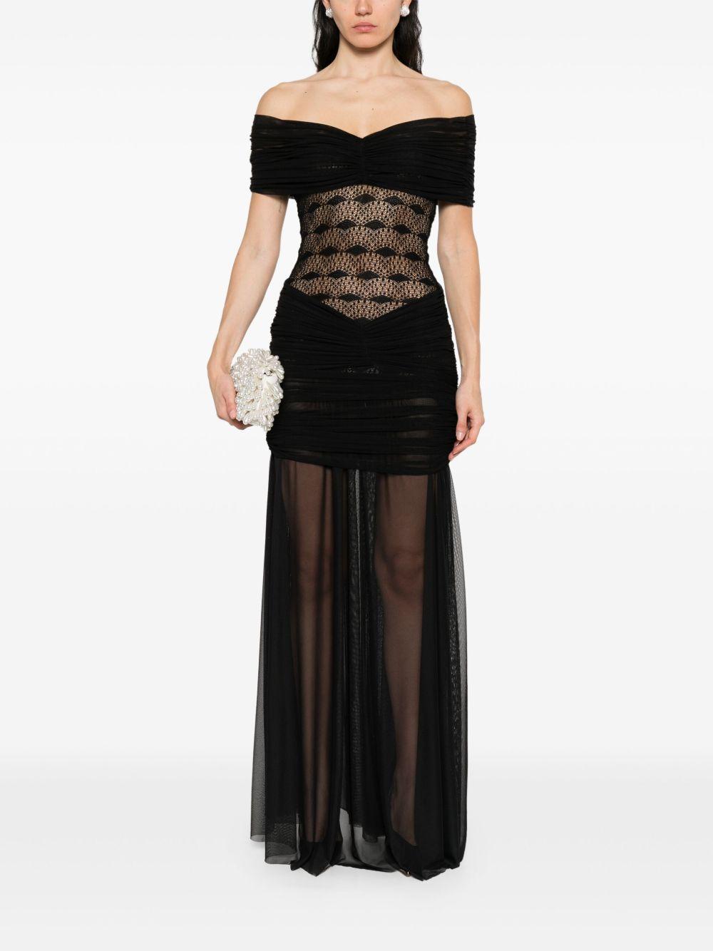 lace-panelled mesh maxi dress Product Image