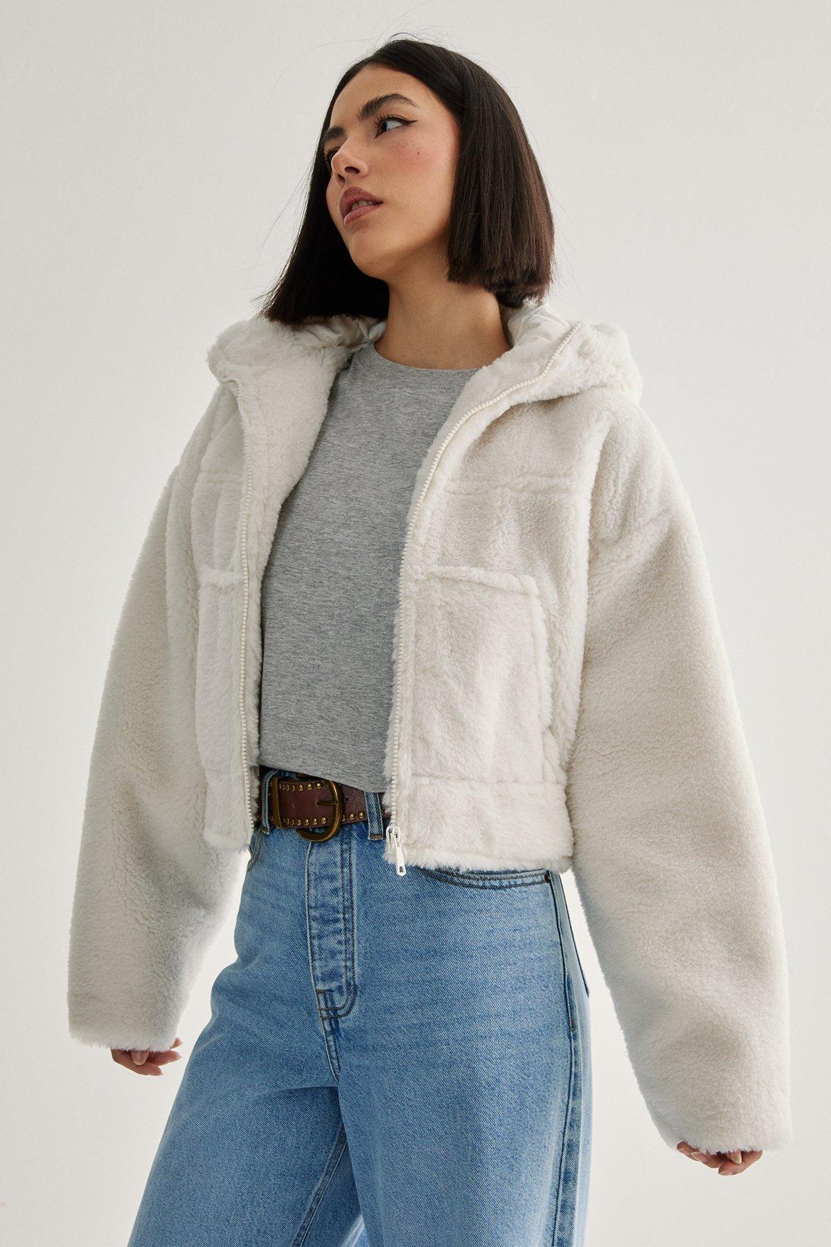 Quilted Borg Hooded Jacket Product Image