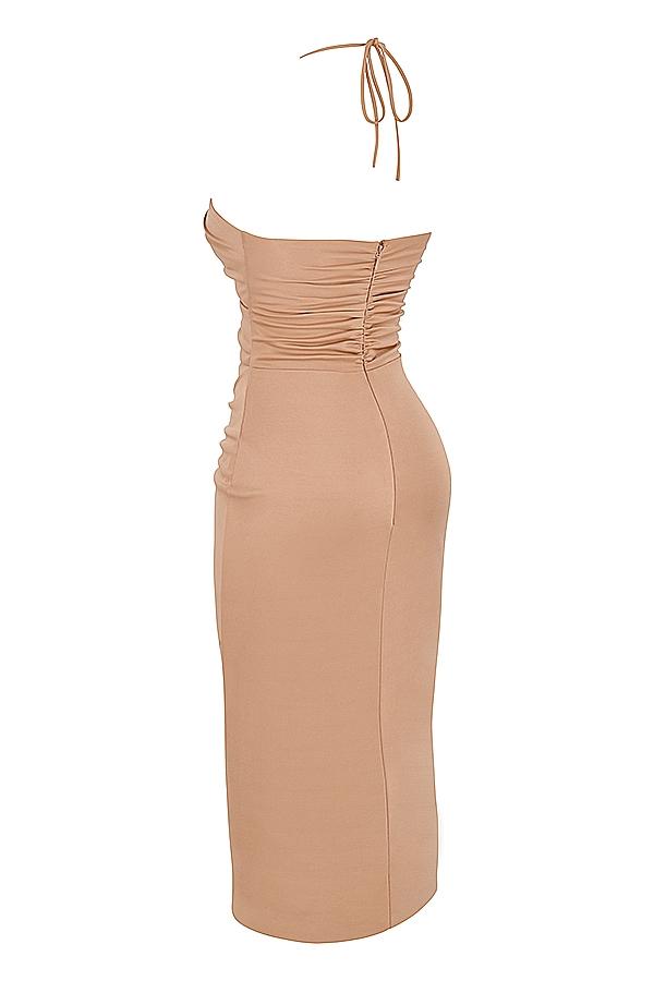 Kasia  caramel cutout midi dress Product Image