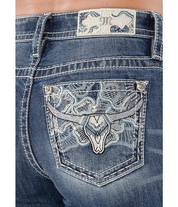 Miss Me Mid Rise Embroidered Longhorn Bootcut Jeans Product Image