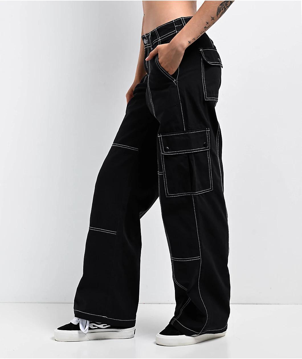 Empyre Alani Low Rise Black Relaxed Cargo Pants Product Image