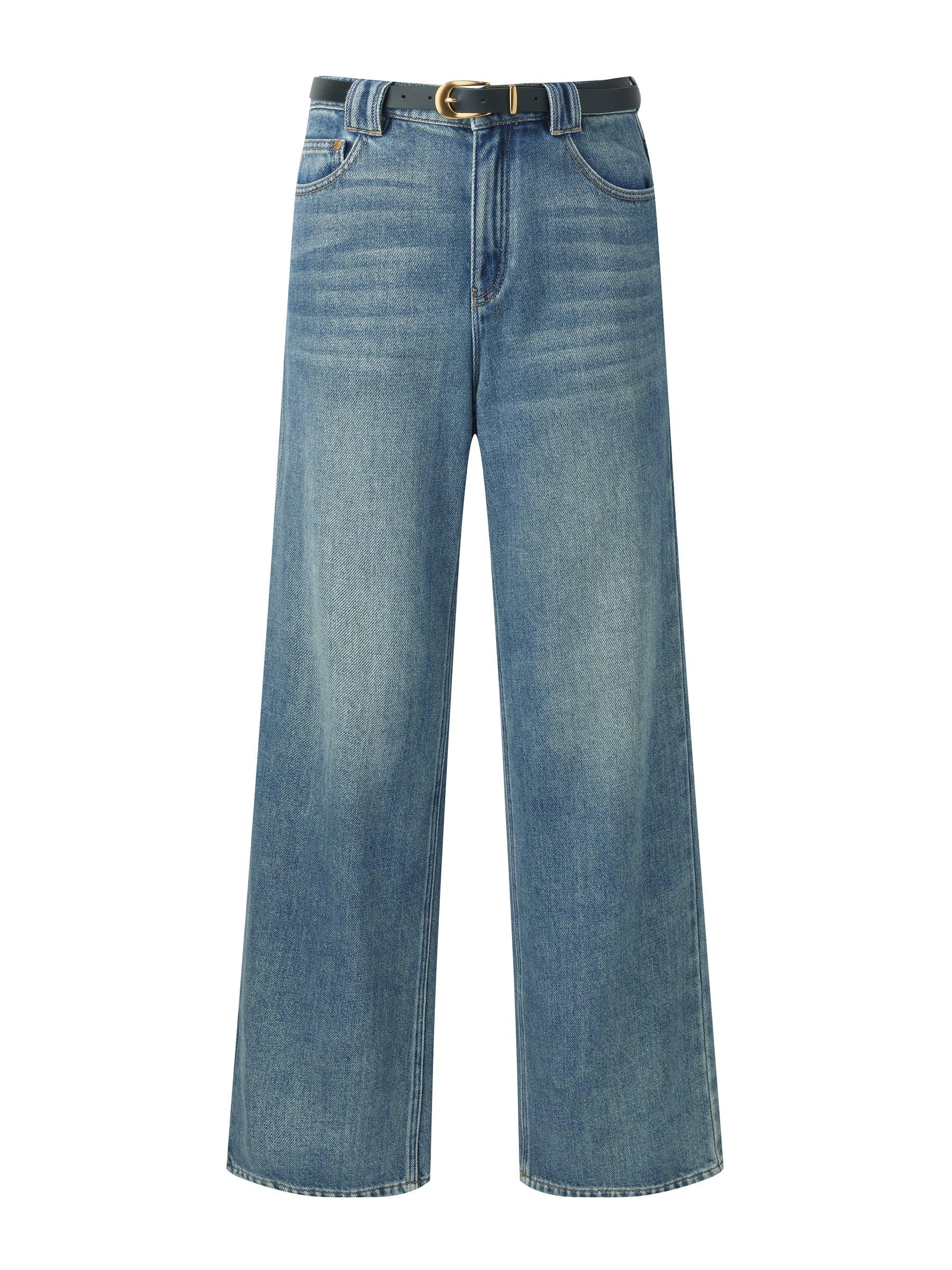 100% Cotton Denim Women Straight Leg Jeans Product Image