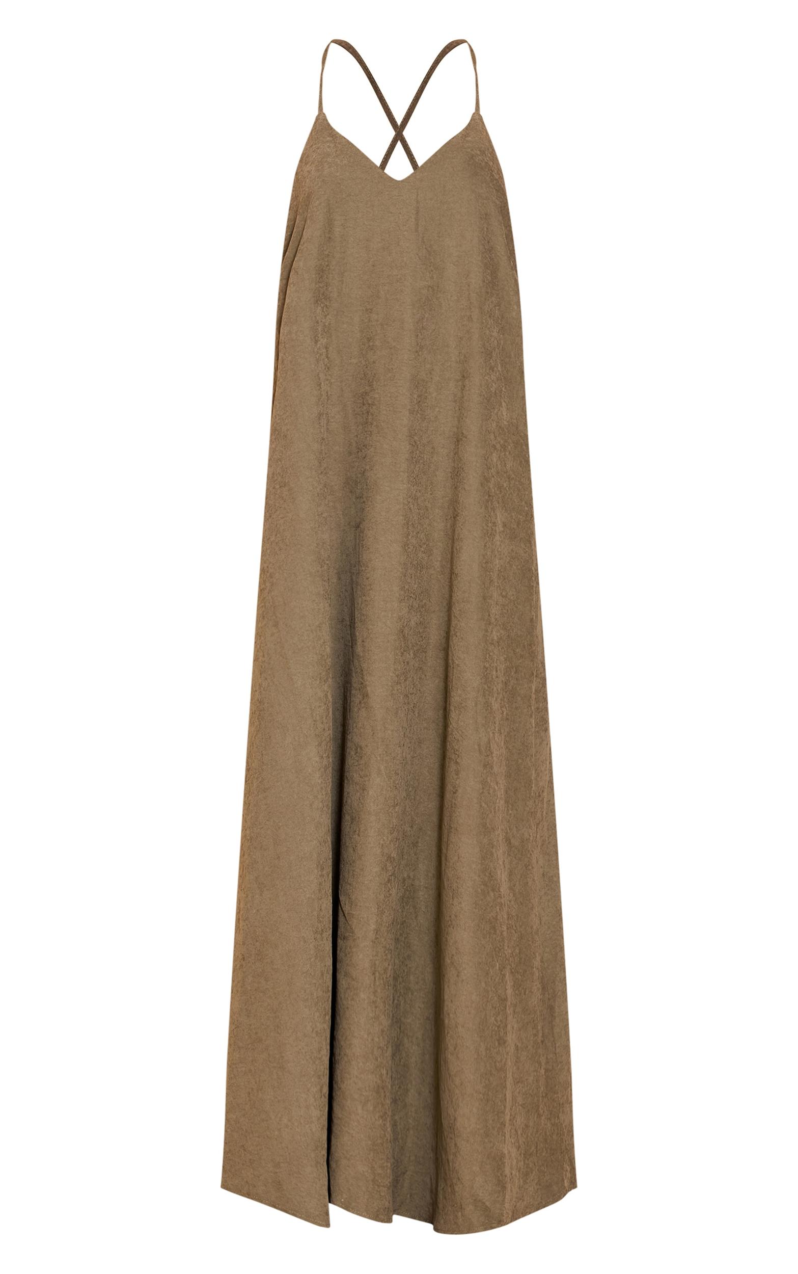 Khaki Textured Plunge Maxi Dress Product Image