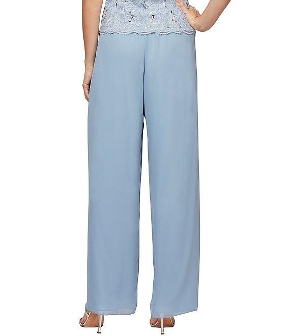 Alex Evenings Wide Leg Mid Rise Chiffon Pants Product Image