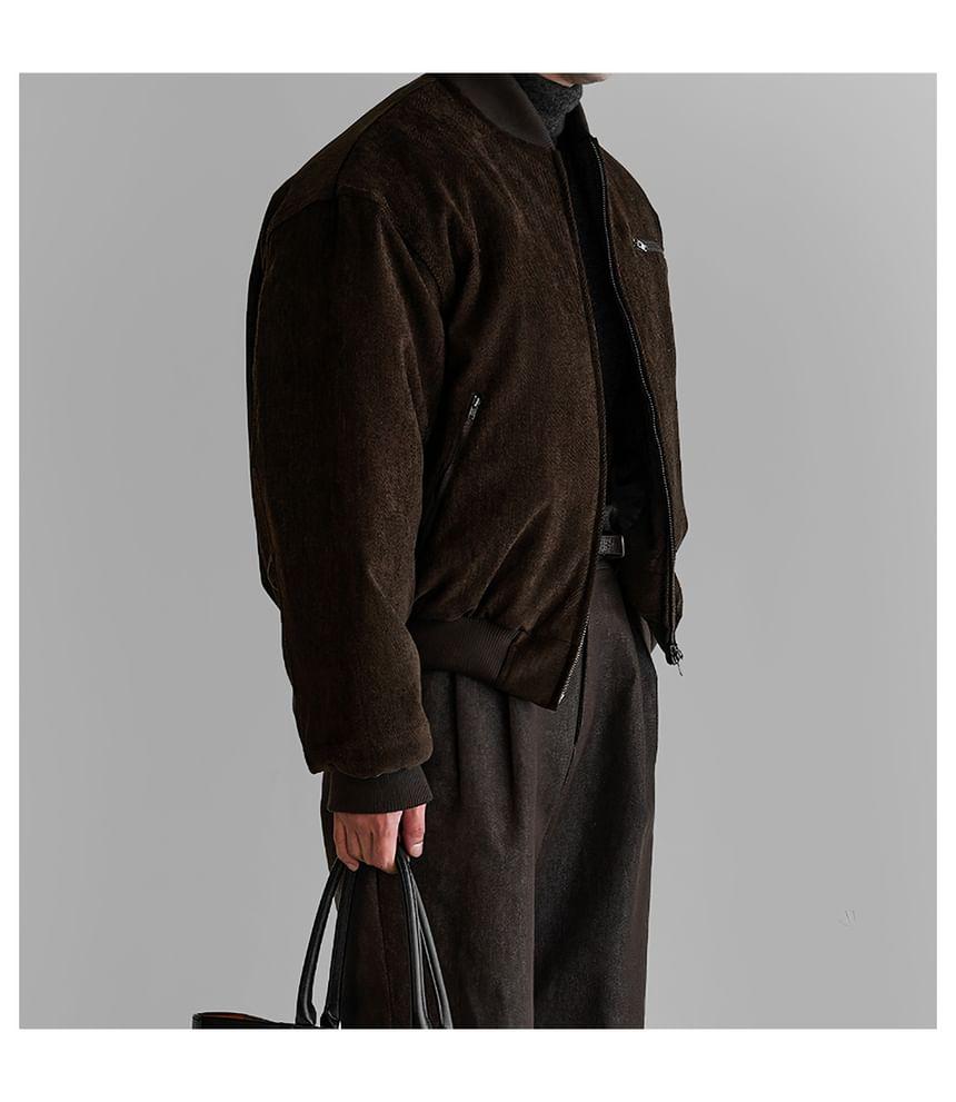 Plain Zip Puffer Baseball Jacket Product Image