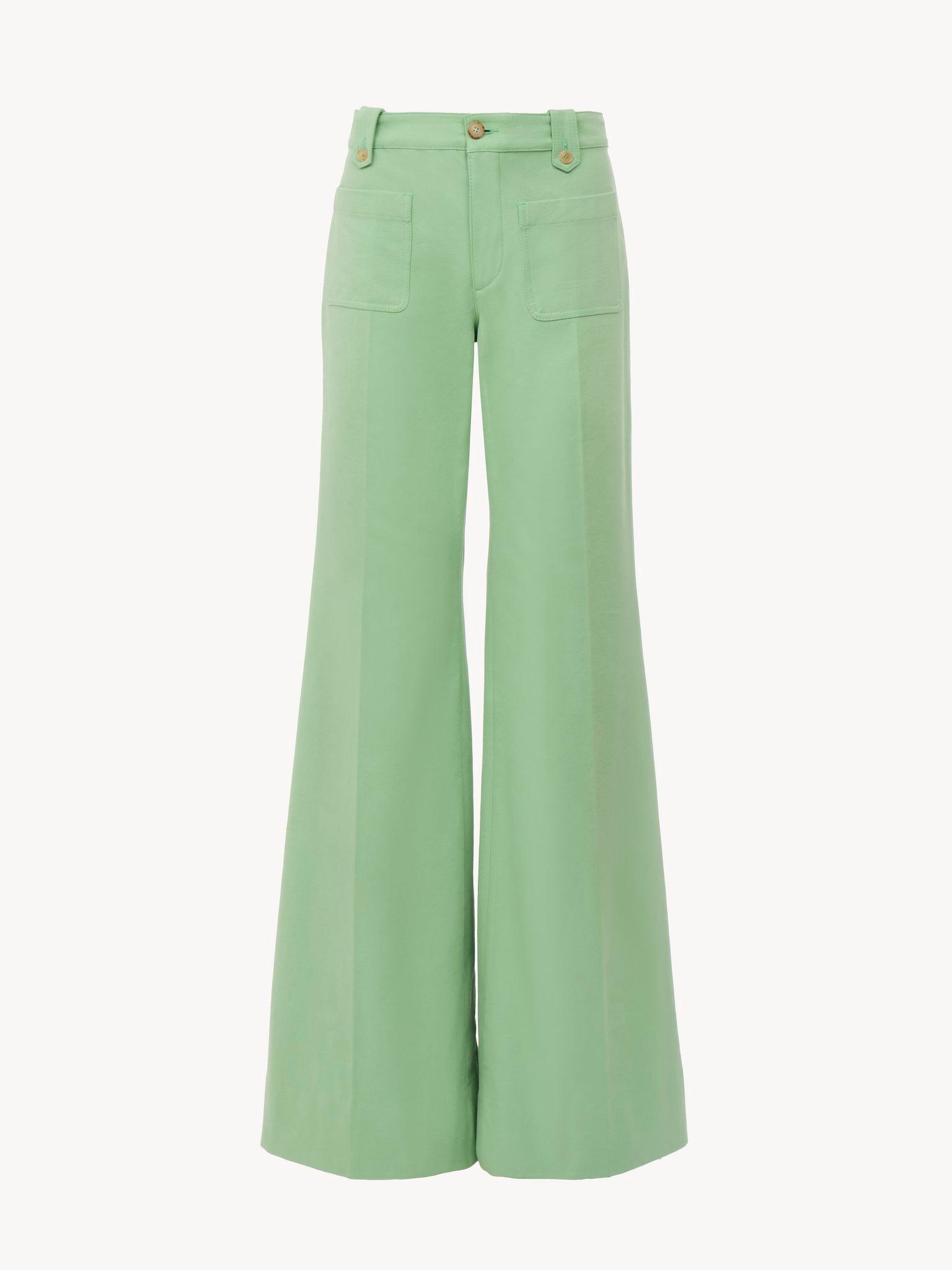 Flared pants in cotton canvas Product Image