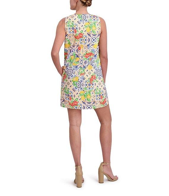 Anne Klein Round Neck Sleeveless Lemon Fruit Print Scuba Shift Dress Product Image