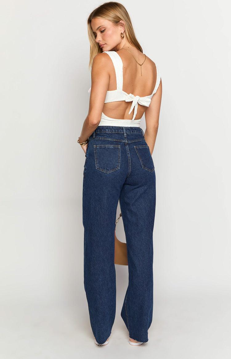 Kansis Dark Blue Uneven Waist Jeans Baby Product Image