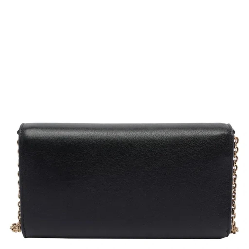 CHLOÉ Iconic Flap Wallet On Chain In Shiny Calfskin In Black Product Image