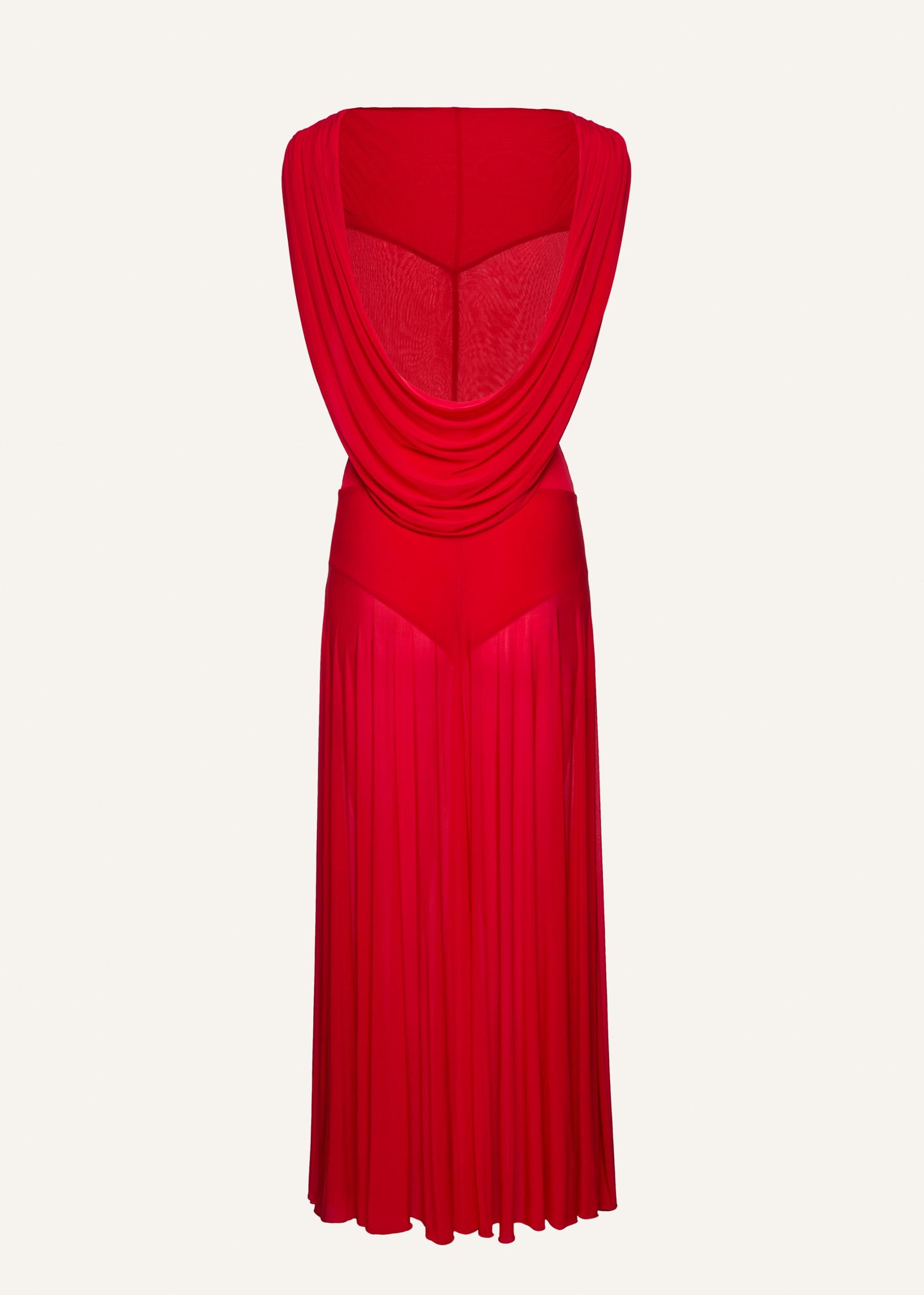 Drop waist cupro midi dress in red Product Image