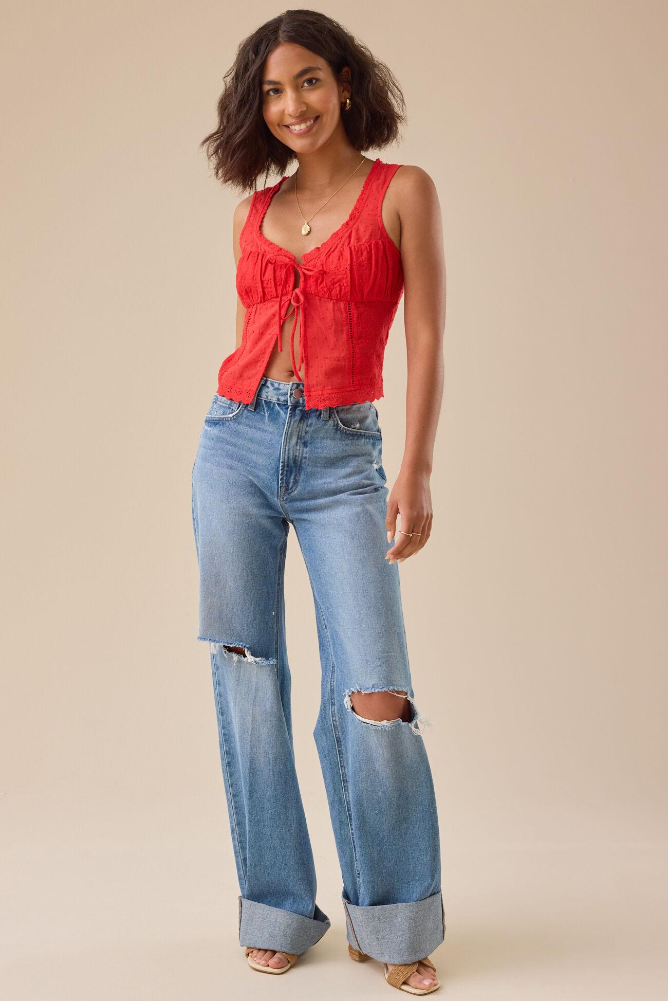 Carmen Tie Front Eyelet Tank Product Image